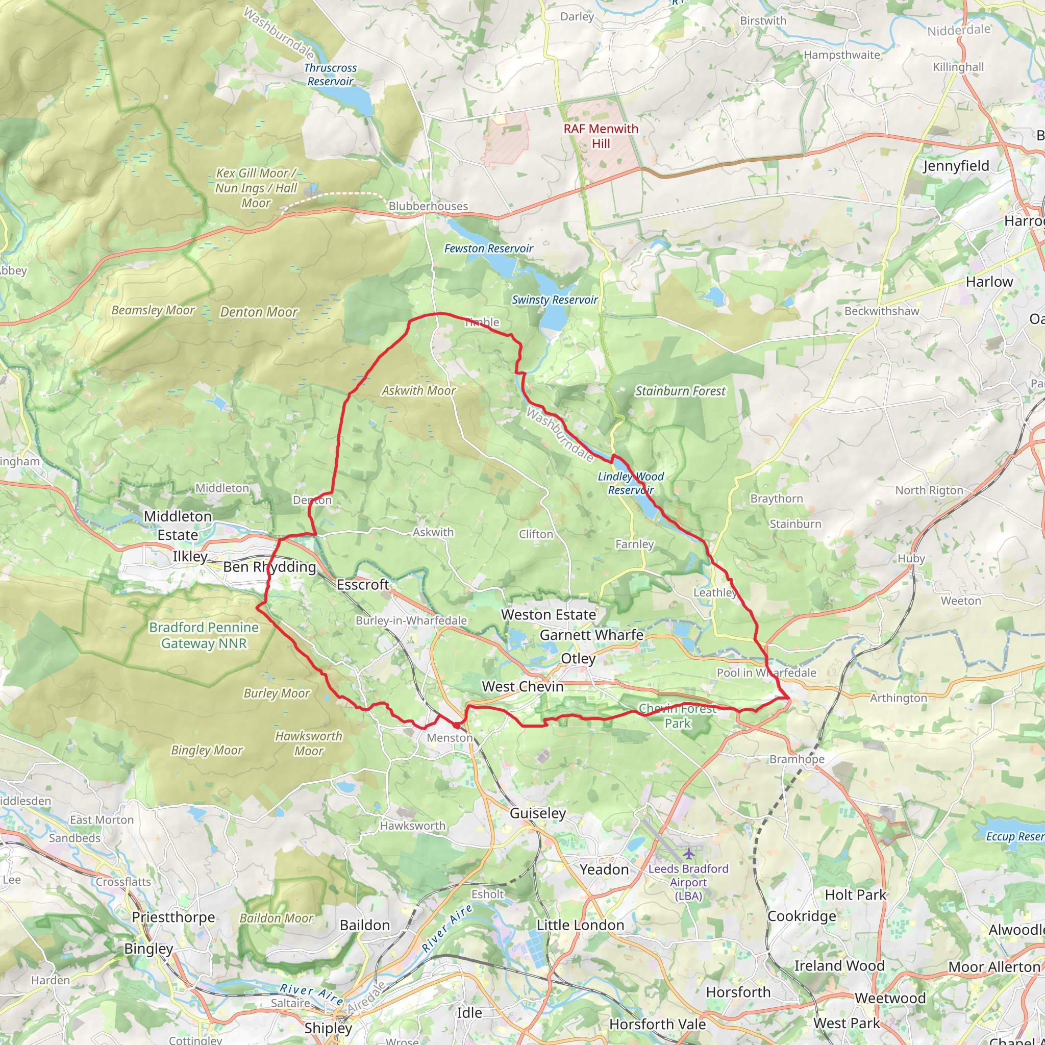Otley Loop from Menston Station mobile static map