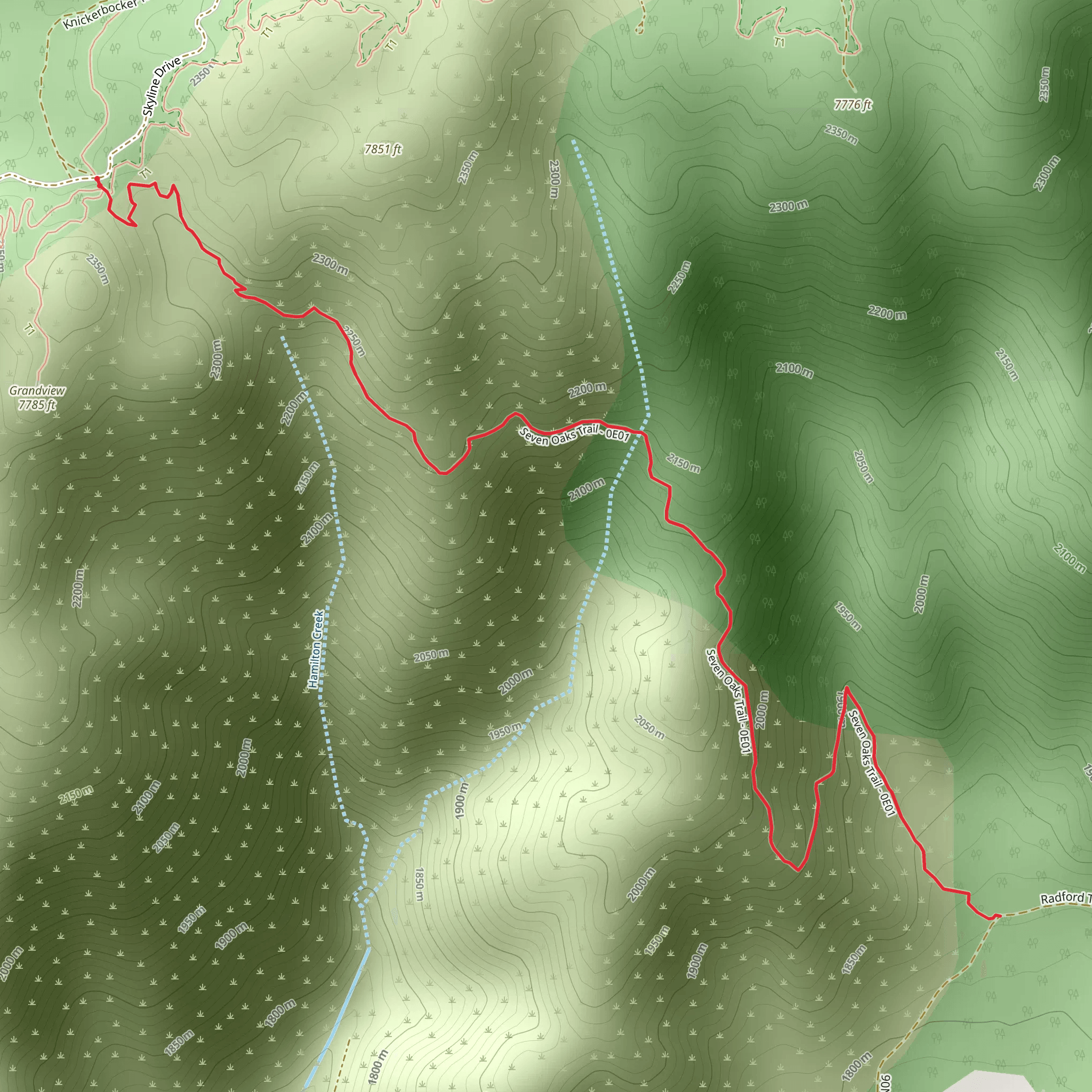 Seven Oaks Trail mobile static map