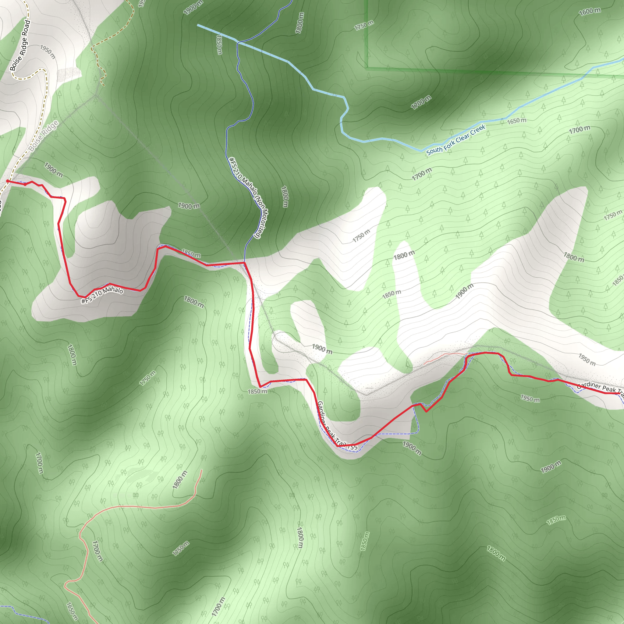 Gardiner Peak Trail mobile static map