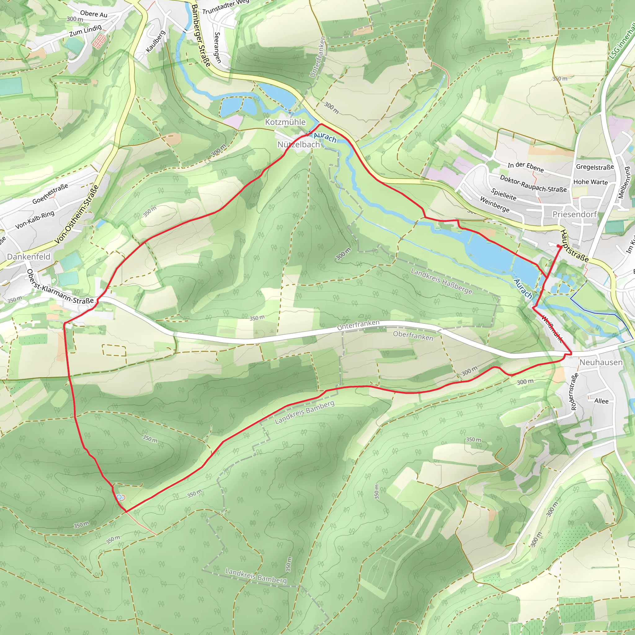 Priesendorf and Dankenfeld Loop via Priesendorfer Weiher mobile static map