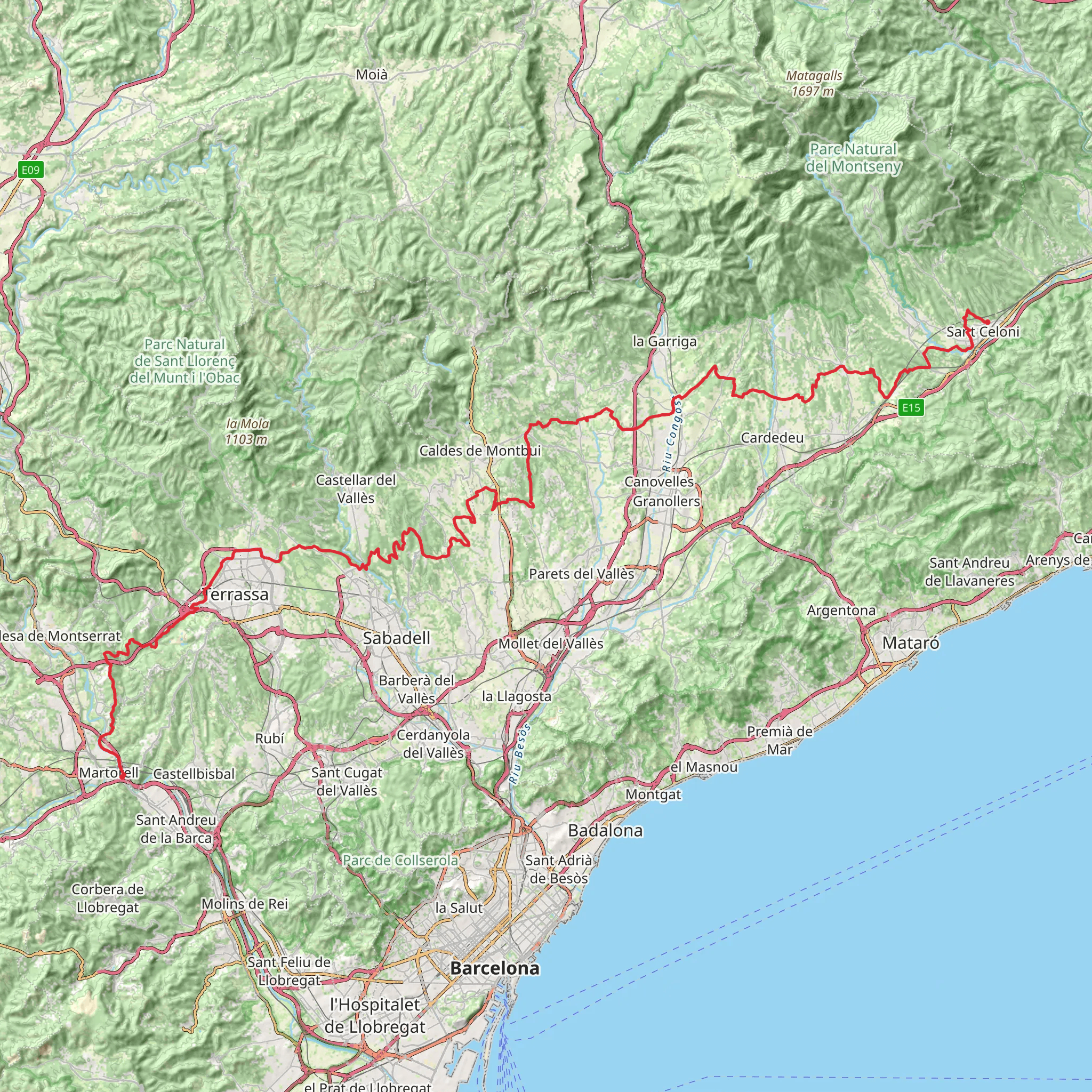 GR 97 - From Tordera to Llobregat mobile static map