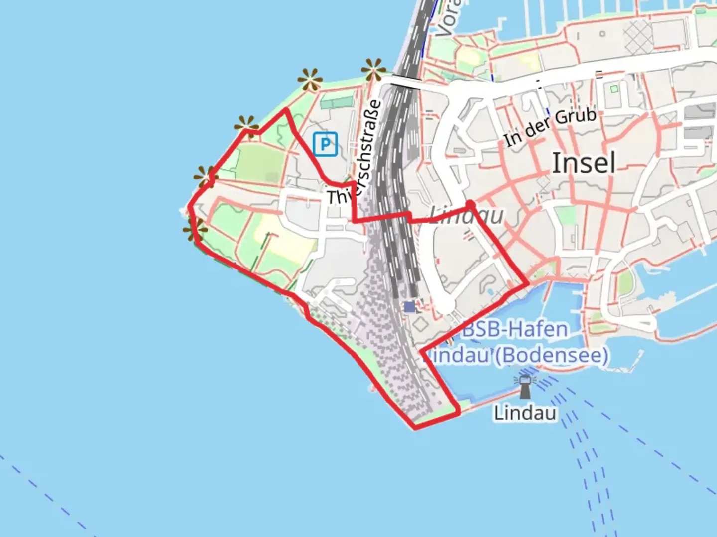 An image depicting the trail Eil Gut Halle and Pulverschanze Loop via Hafenplatz and its surrounding area.