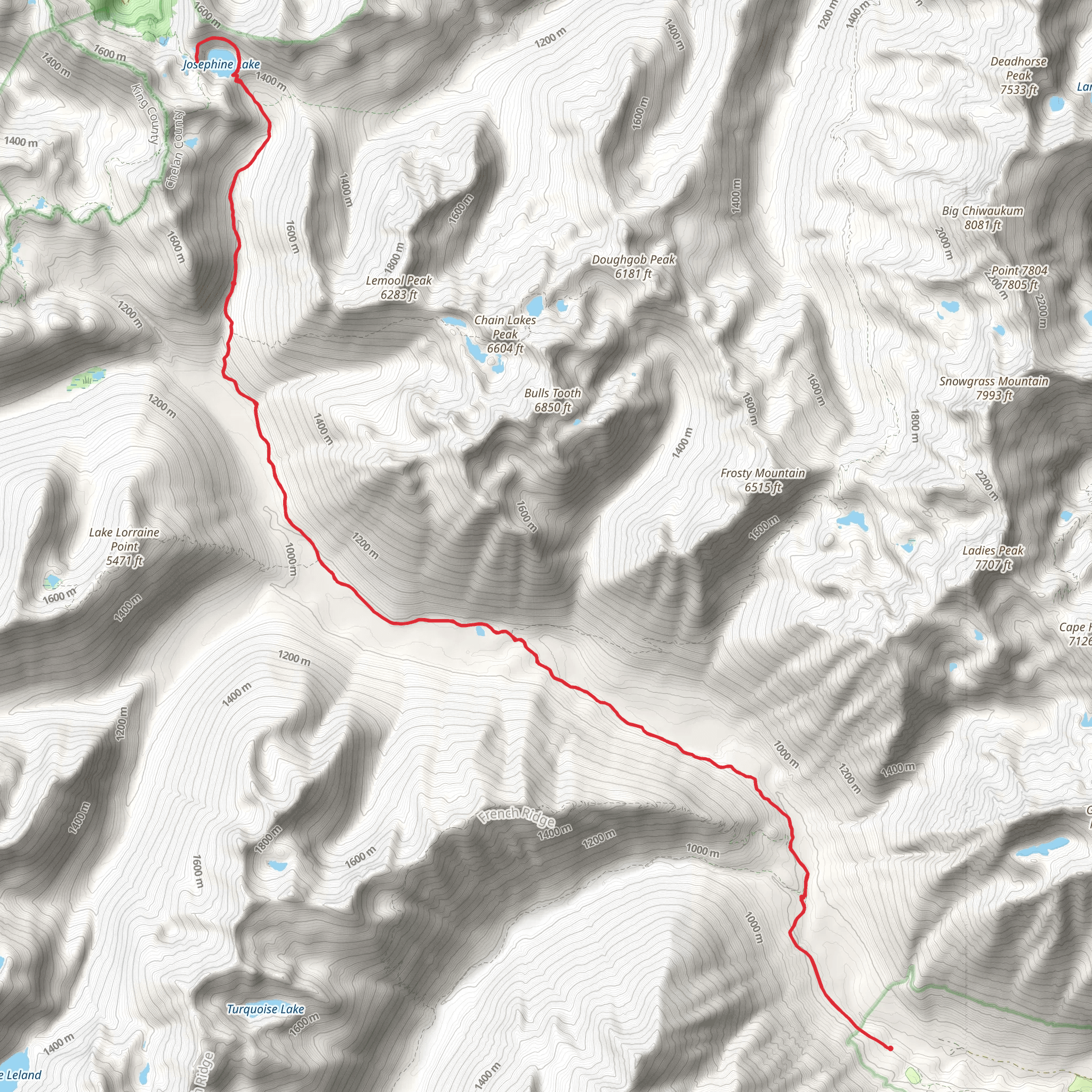 Icicle Creek to Josephine Lake mobile static map