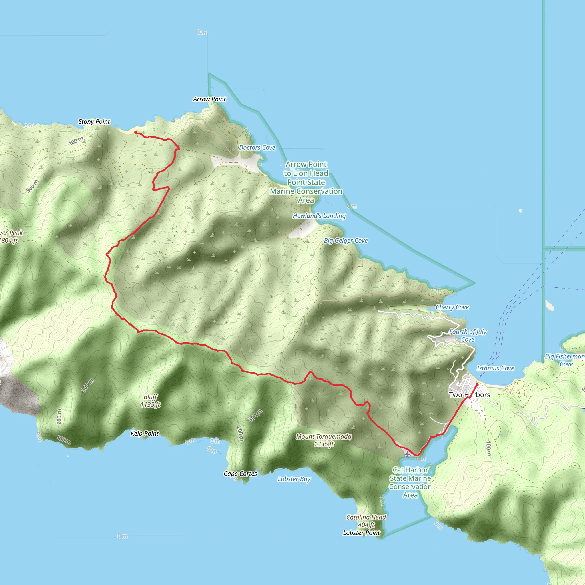 Trans Catalina Trail - Two Harbors mobile static map
