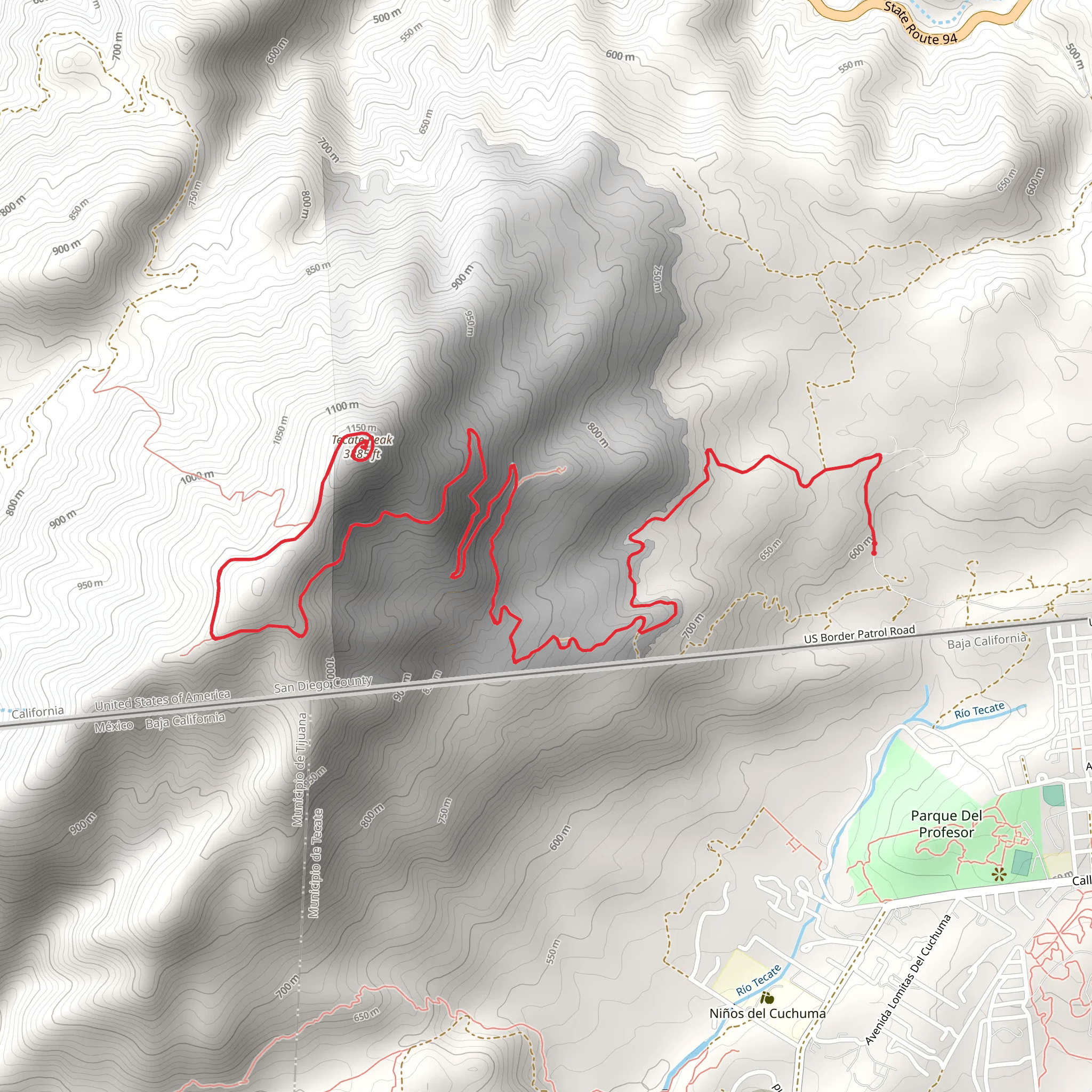 Tecate Peak via US Border Patrol Road mobile static map