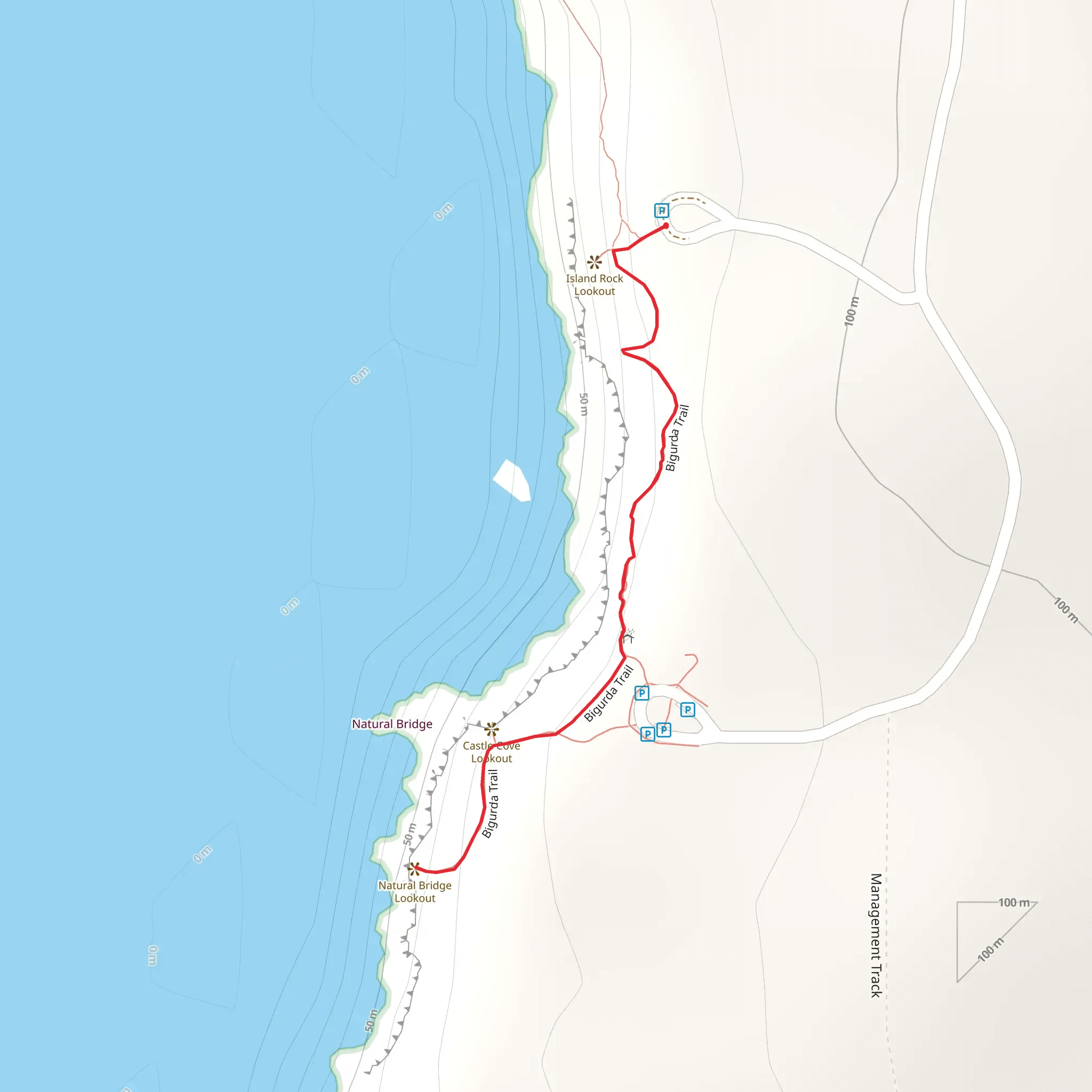 Island Rock to Natural Bridge Walk mobile static map