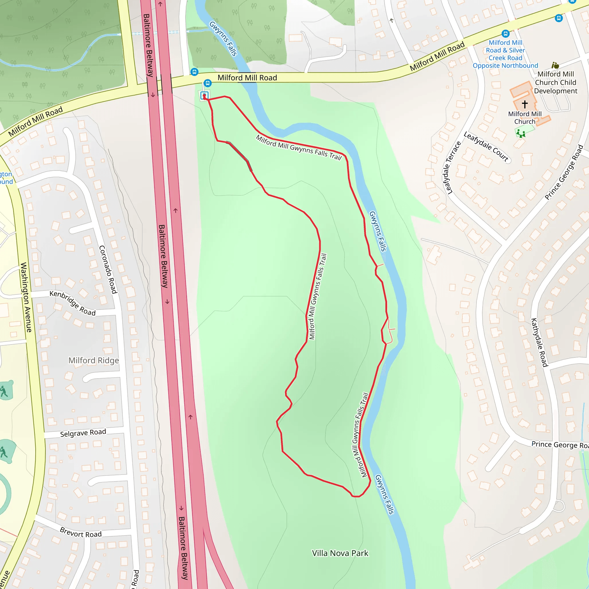 Milford Mill Gwynns Falls Loop Trail mobile static map