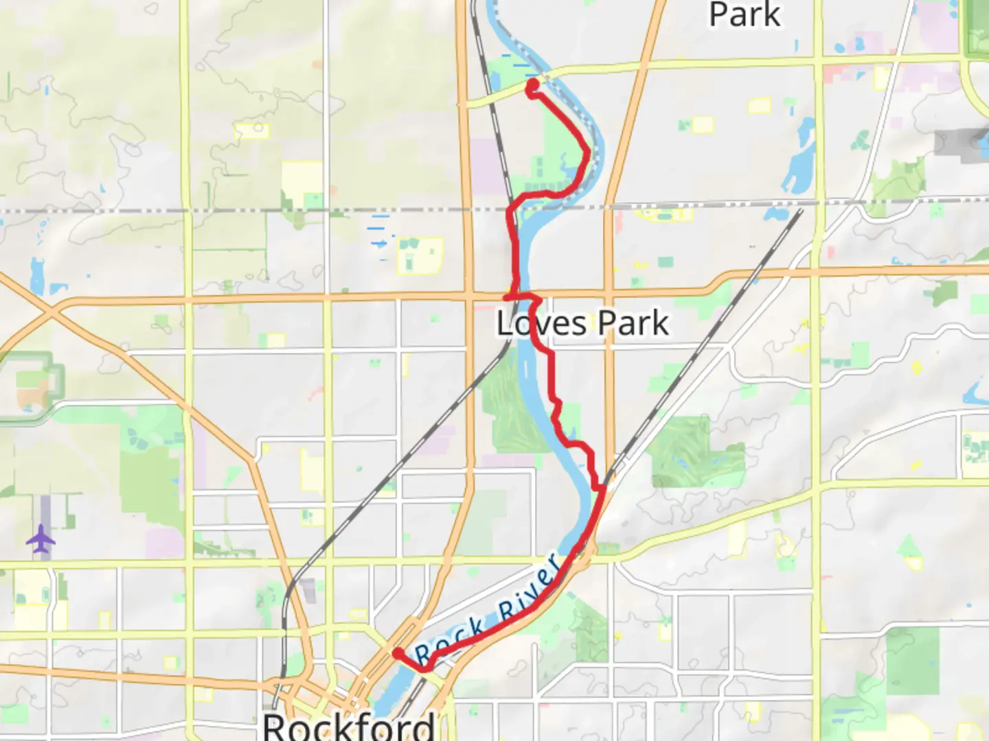 An image depicting the trail Rock River Recreation Path and its surrounding area.
