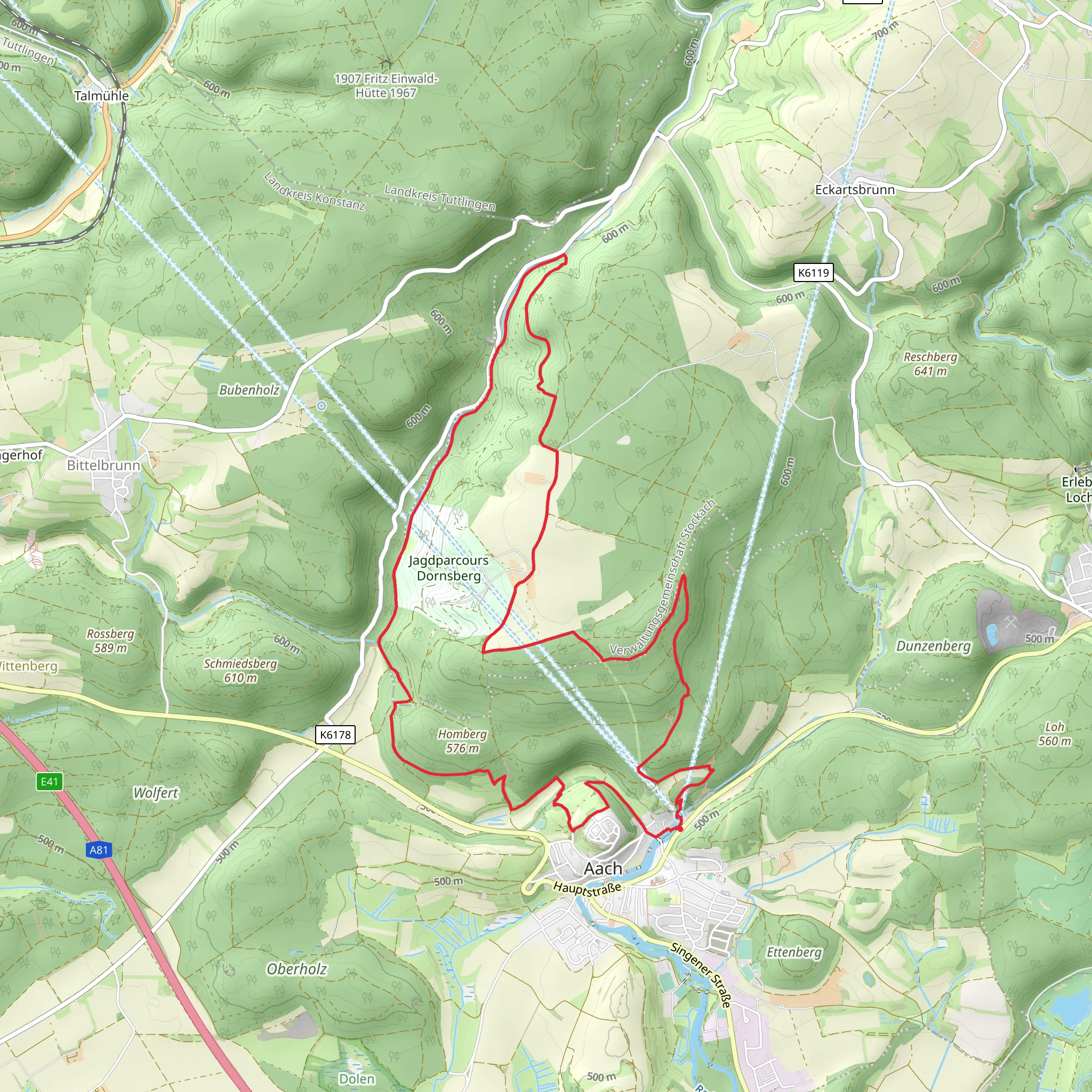 Aachtopf and Homeberg Loop via Hegauer Kegelspiel mobile static map