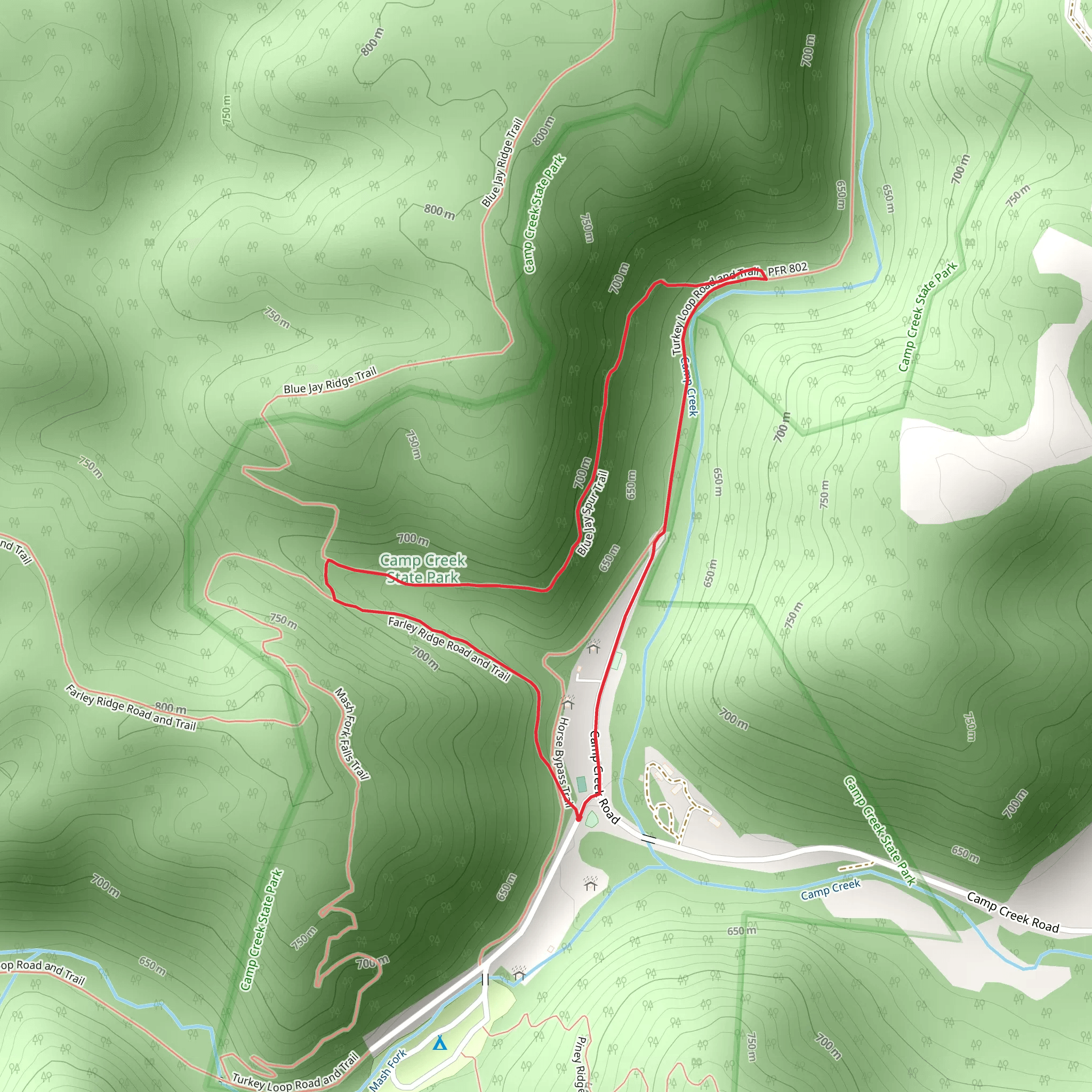 Blue Jay Spur Trail and Turkey Loop Road and Trail mobile static map