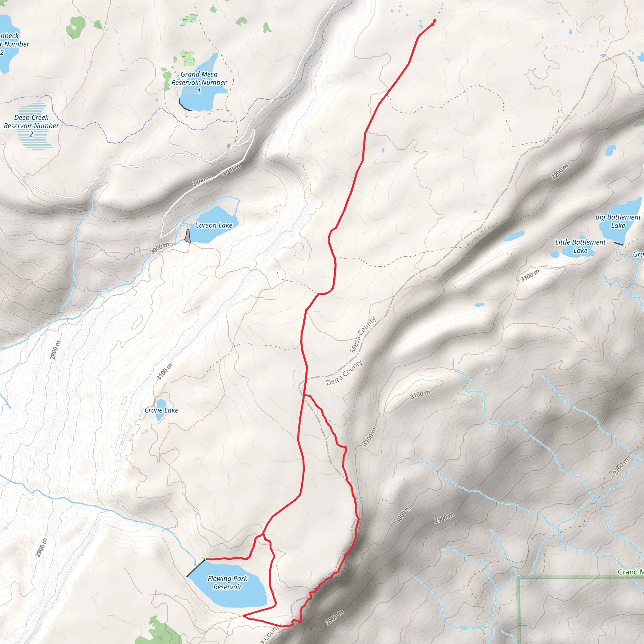 Flowing Park Reservoir Loop mobile static map
