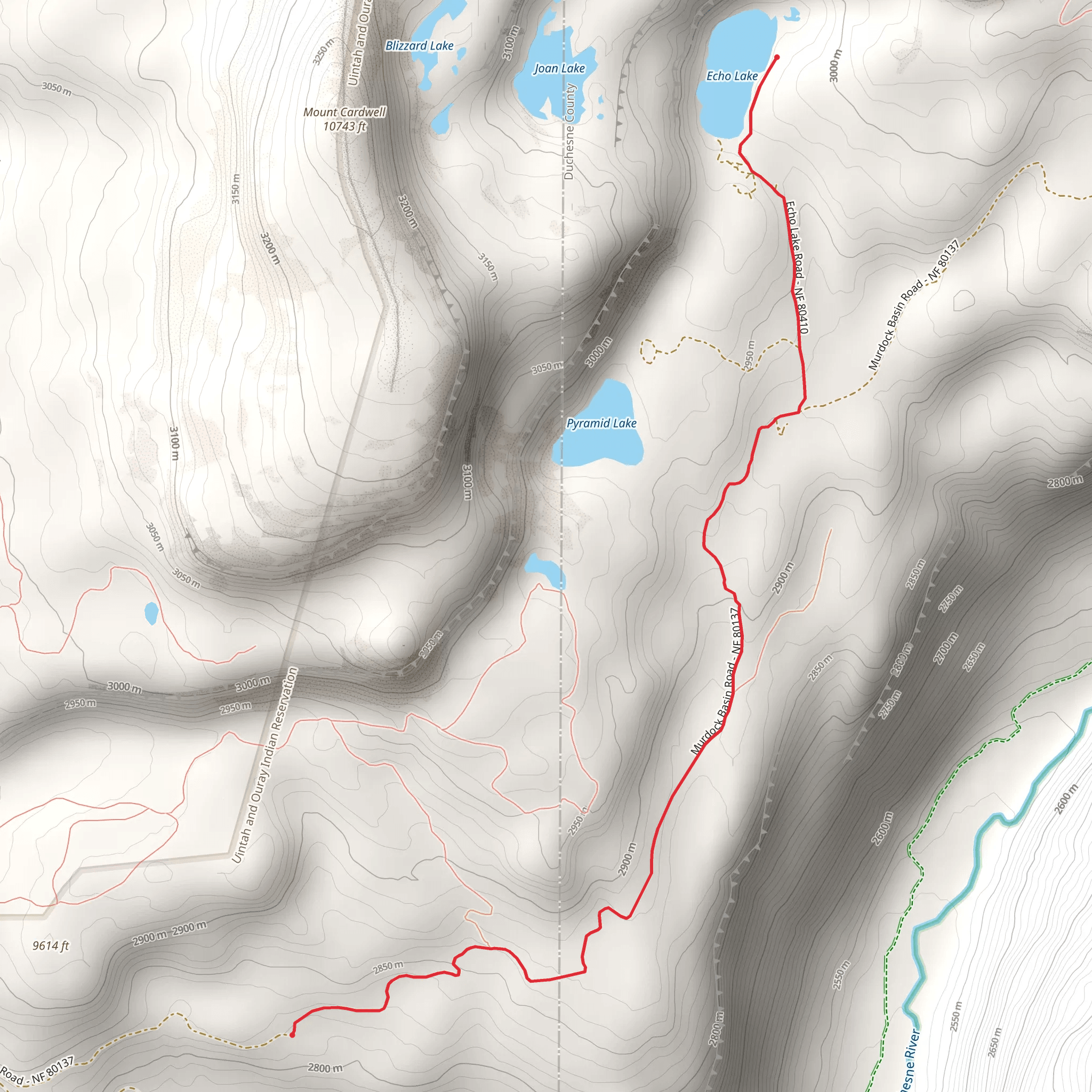 Echo Lake via Murdock Basin Road mobile static map