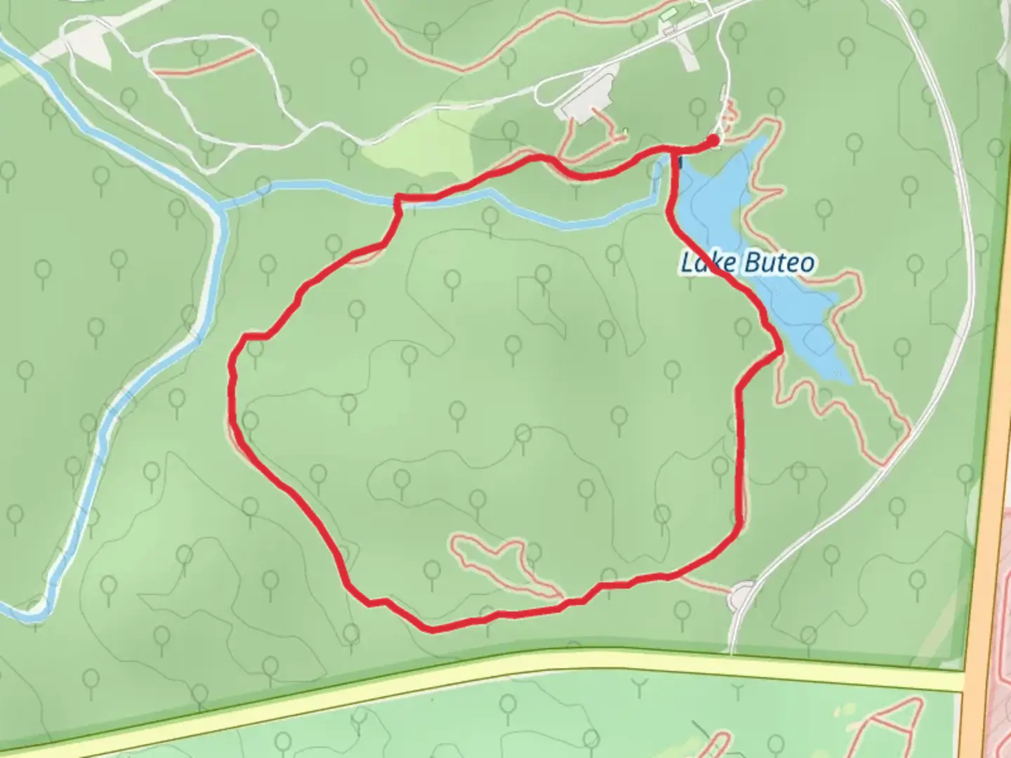 An image depicting the trail Hawk Nest Loop Trail and its surrounding area.