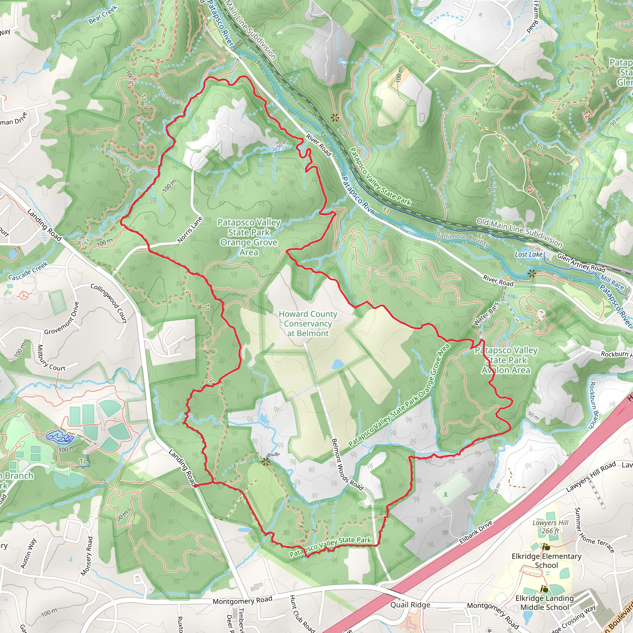 Belmont, Hop The Snake and Morning Choice Loop Trail mobile static map