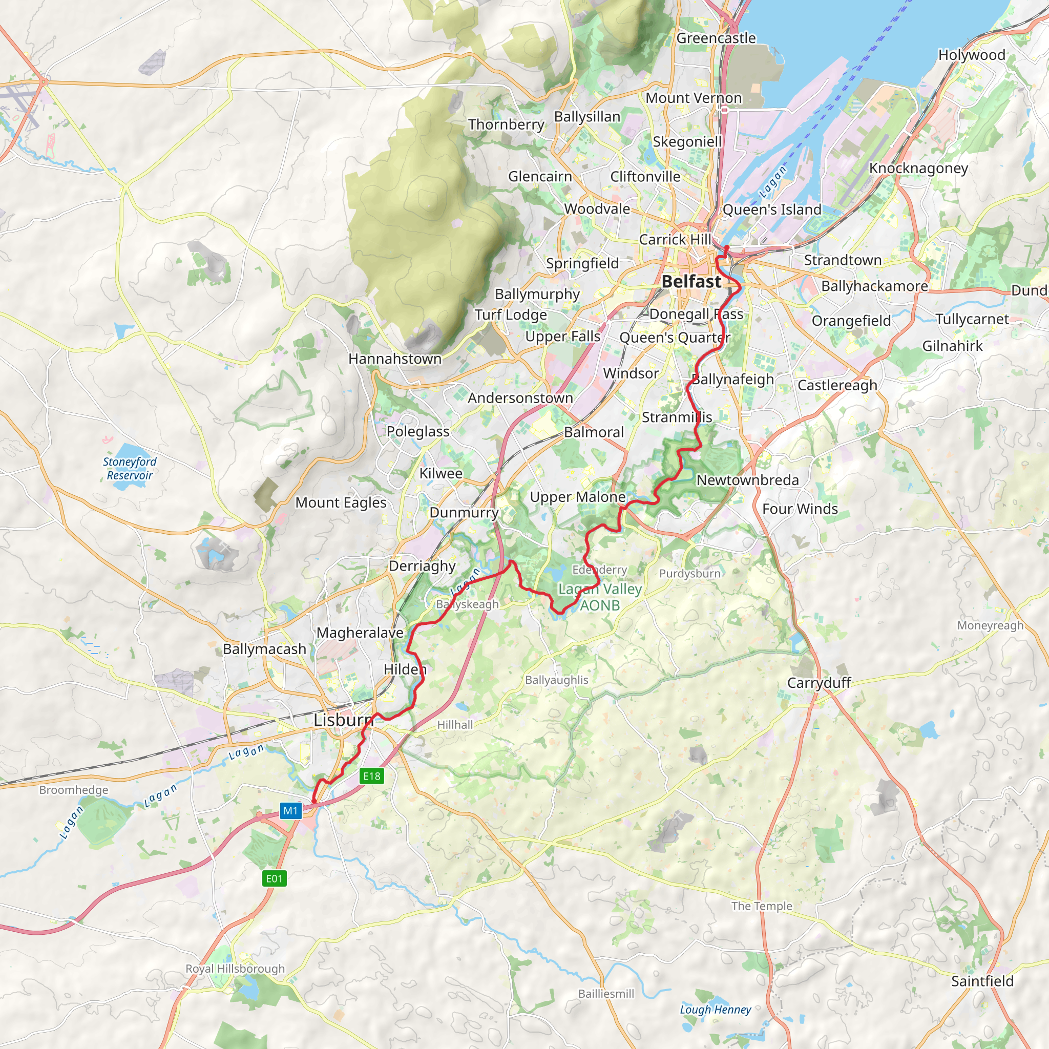 Lagan Towpath mobile static map