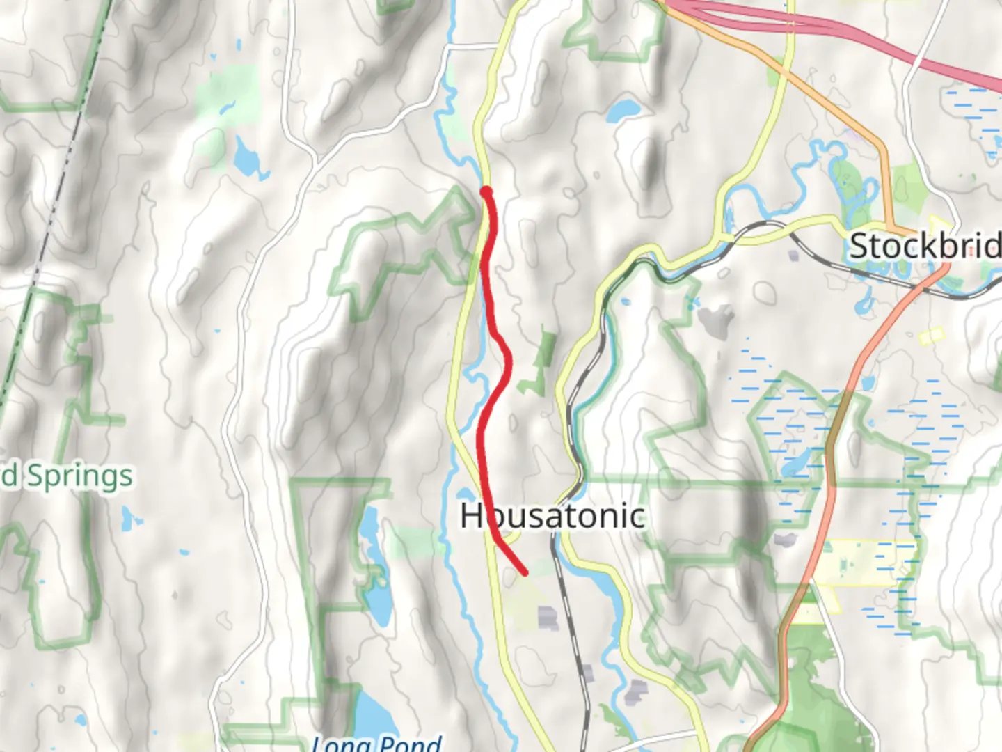 An image depicting the trail Williams River - Great Barrington Road and its surrounding area.