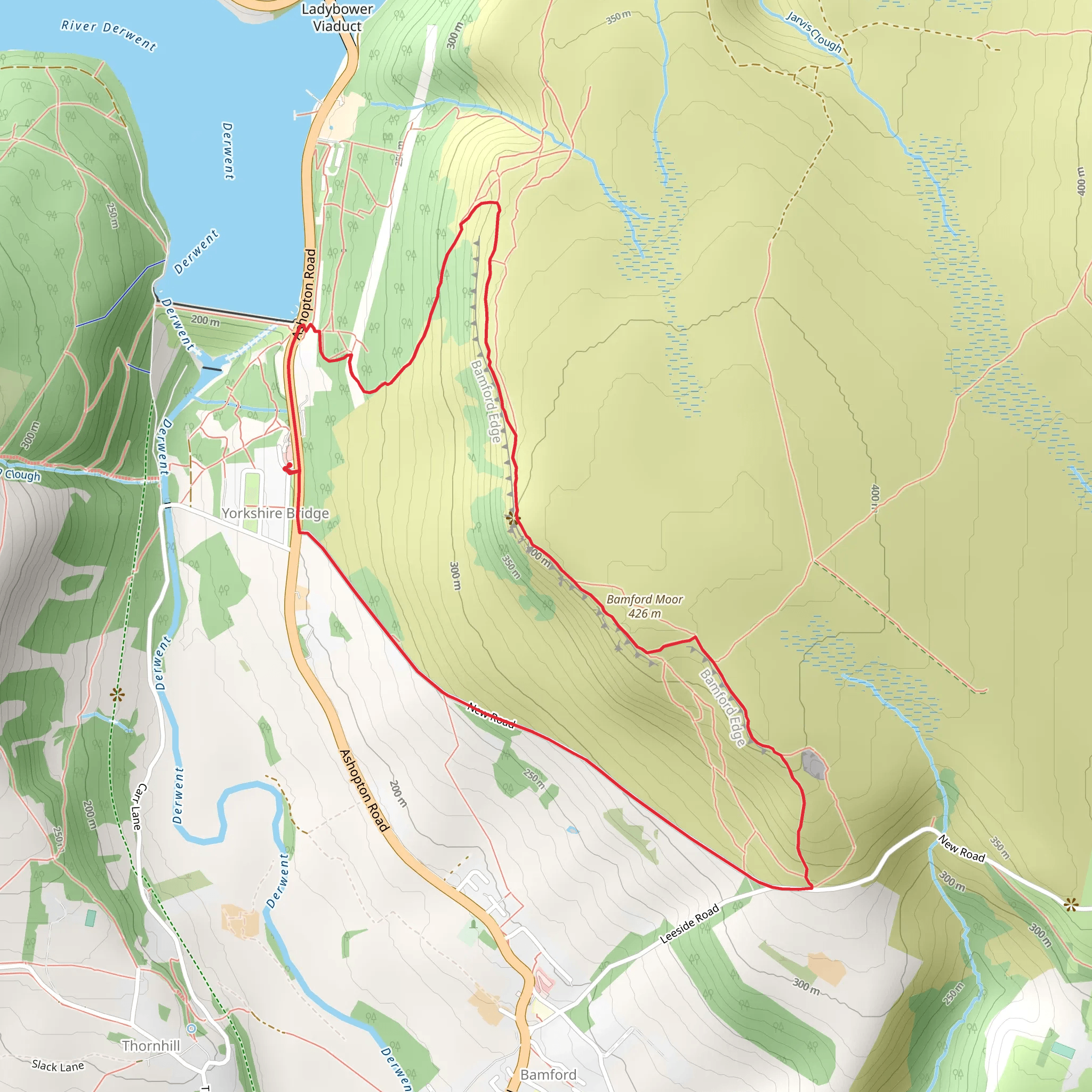 Great Tor and Bamford Country Park mobile static map