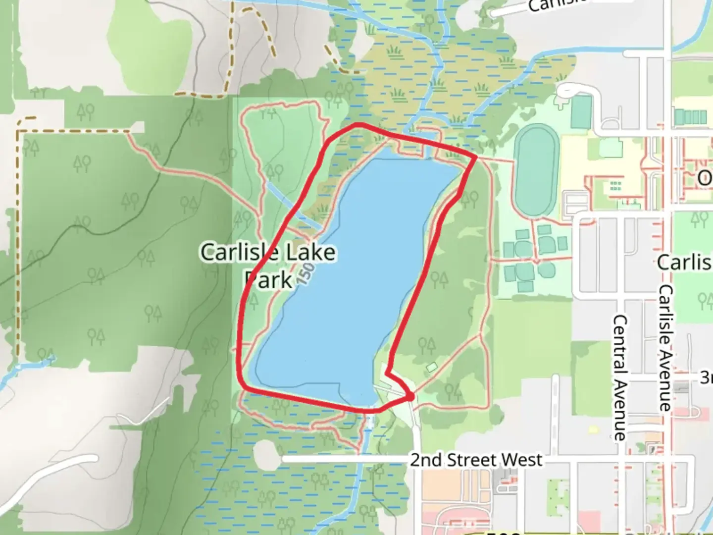 An image depicting the trail Carlisle Lake Loop and its surrounding area.