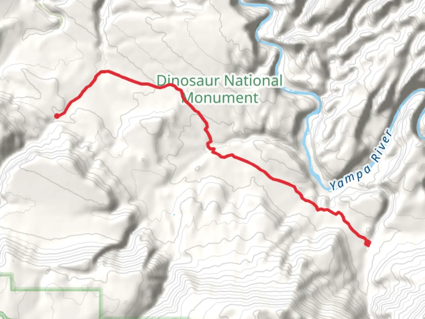 An image depicting the trail Yampa Bench Road and its surrounding area.