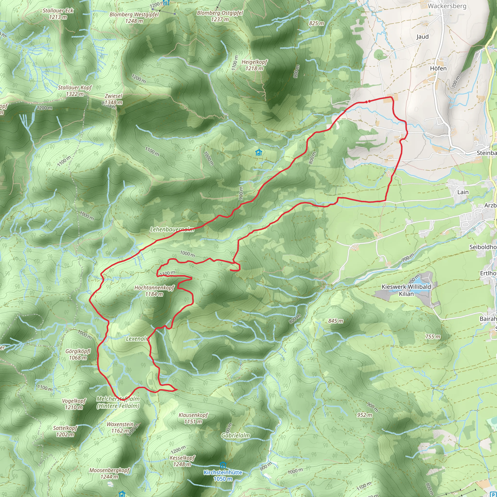 Lainbach and Hochtannenkopf Loop mobile static map