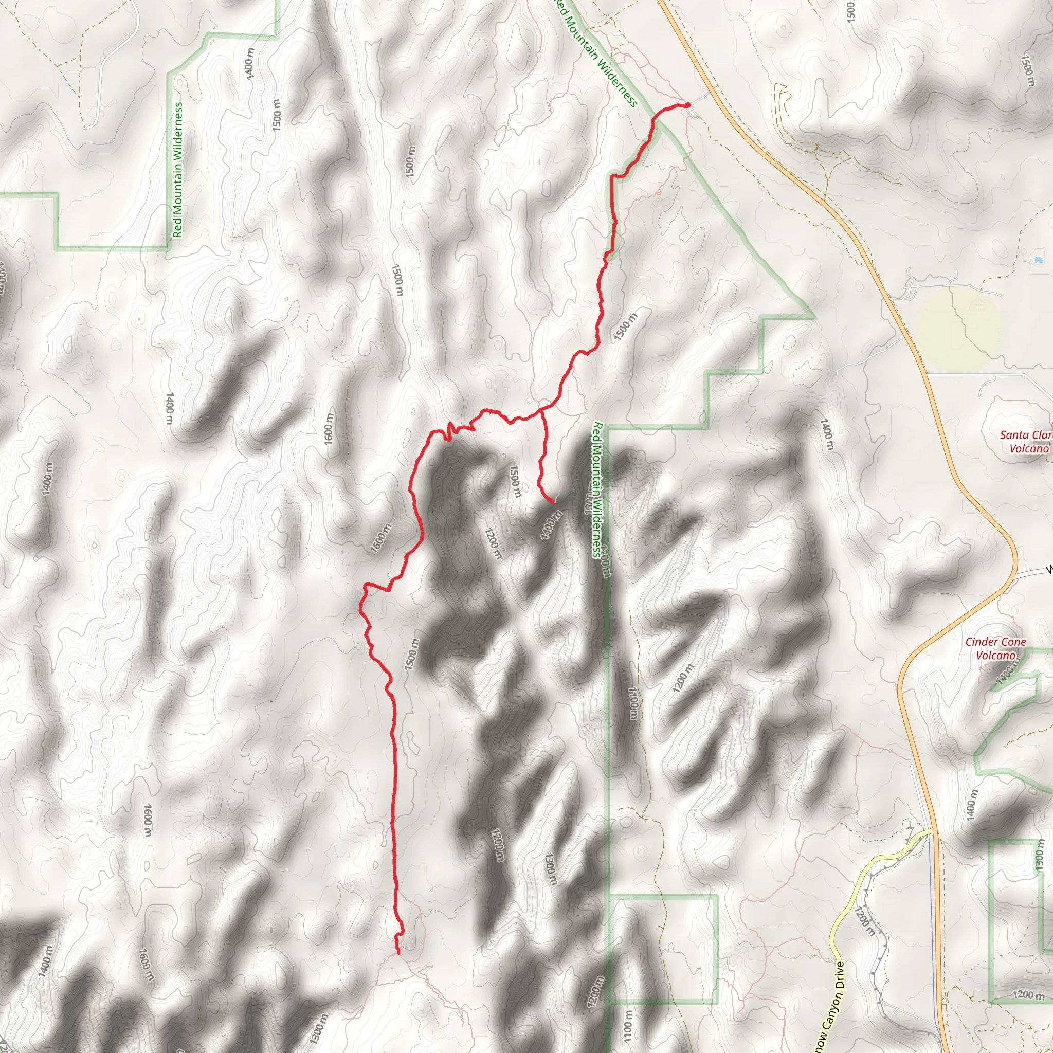 Red Mountain Trail and Snow Canyon Overlook Trail Out and Back mobile static map