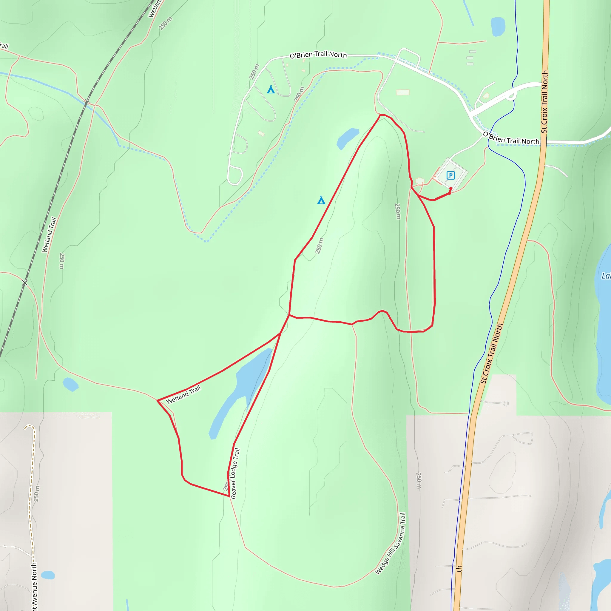 Wedge Hill Camp and Beaver Lodge TrailLoop mobile static map