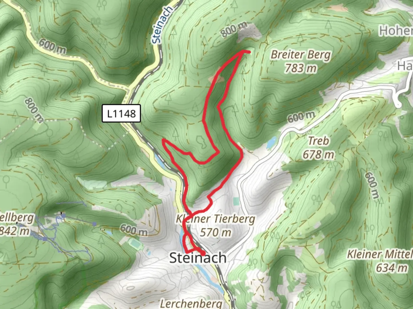 An image depicting the trail Unterer Bahnweg Loop and its surrounding area.