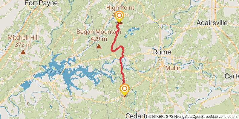 Pinhoti Trail - Georgia stage 2 Map