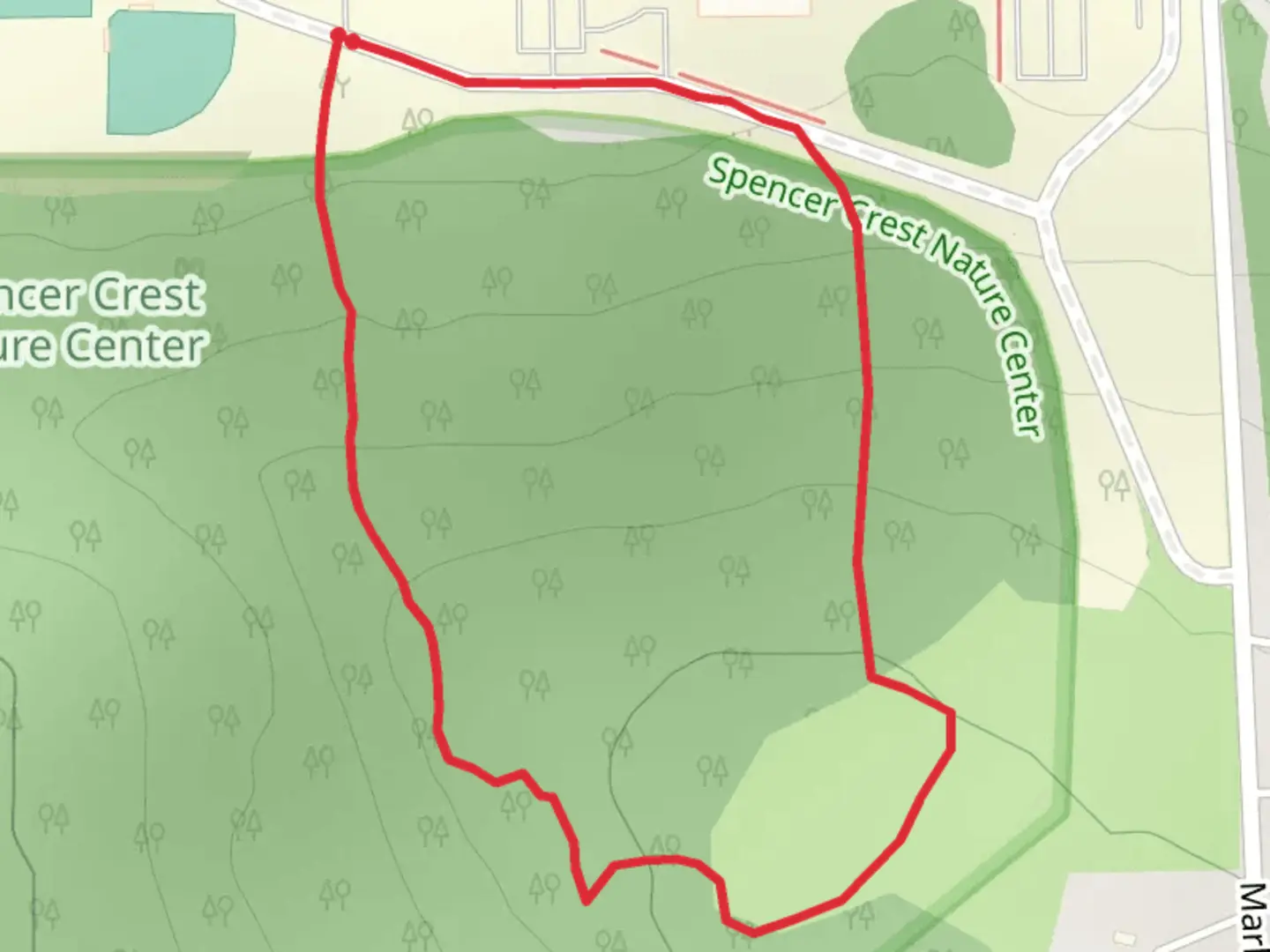 An image depicting the trail Marland Road Loop - West and its surrounding area.