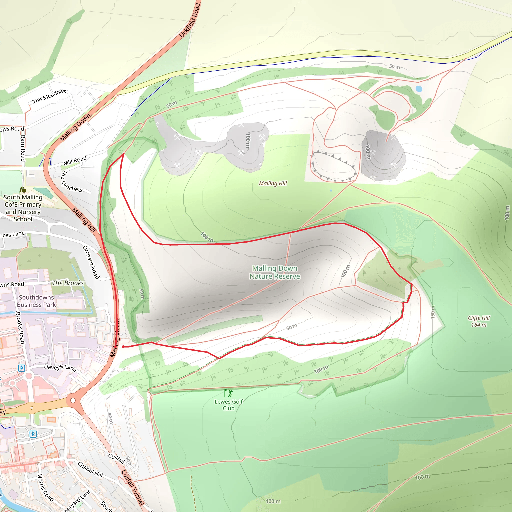 Malling Down Nature Reserve Short Loop mobile static map