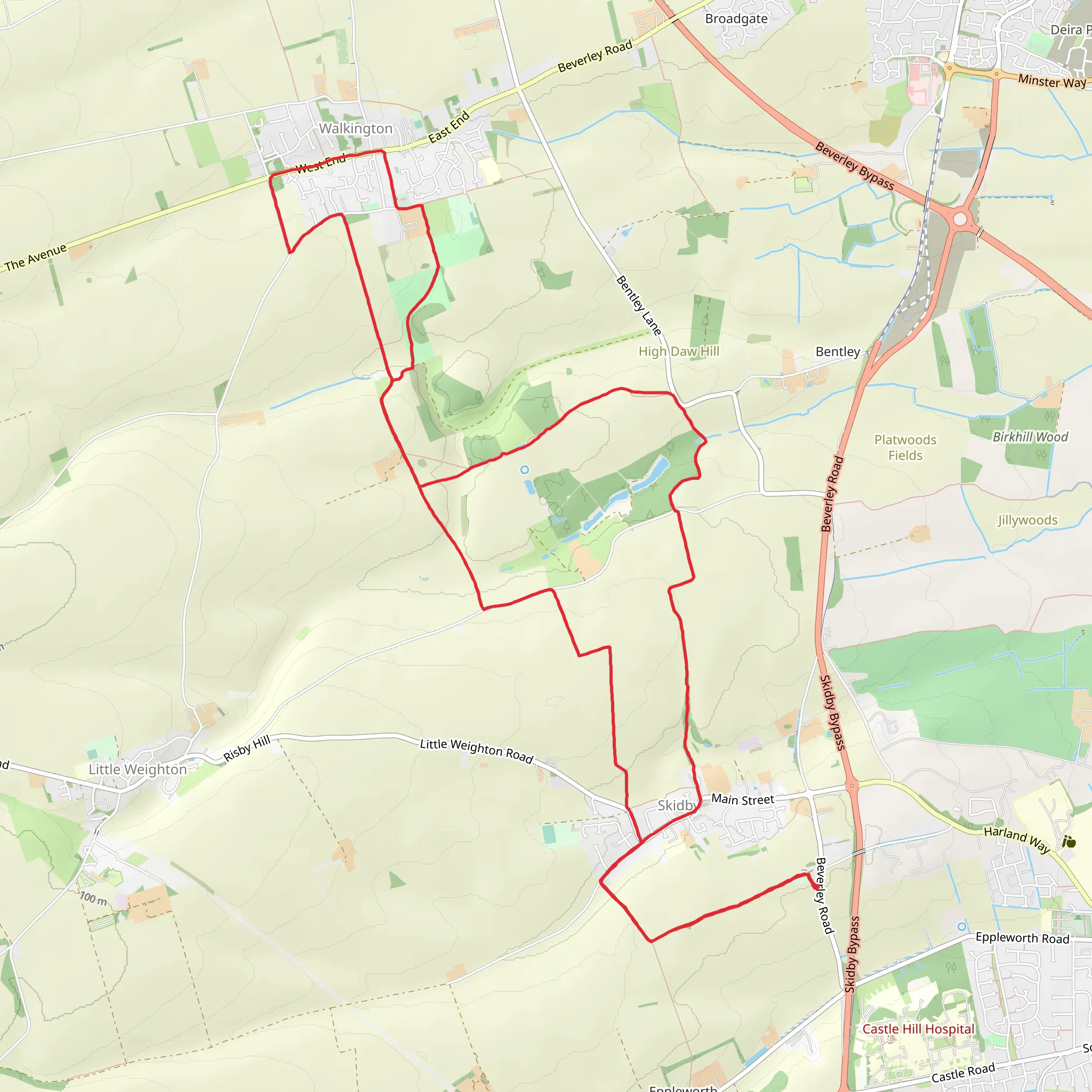 Skidby Mill, Skidby, Walkington and Risby Loop mobile static map
