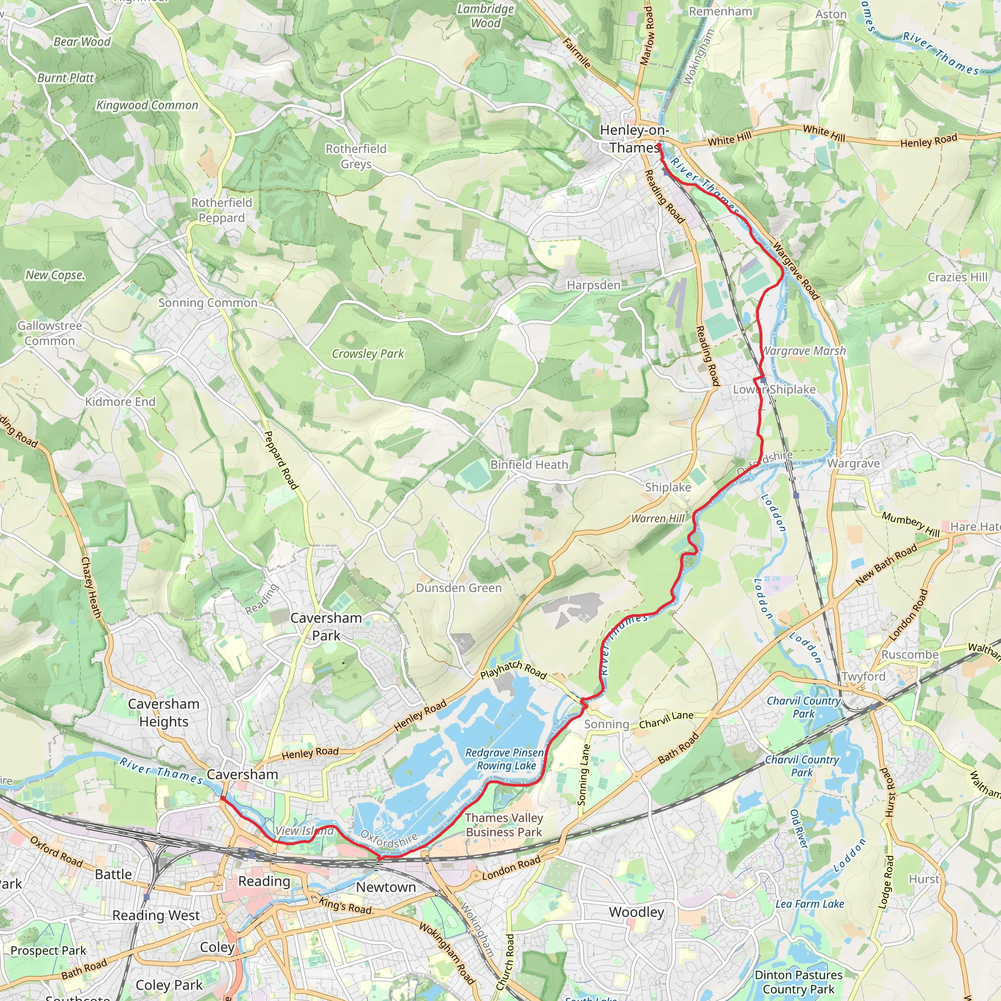 Reading to Henley mobile static map