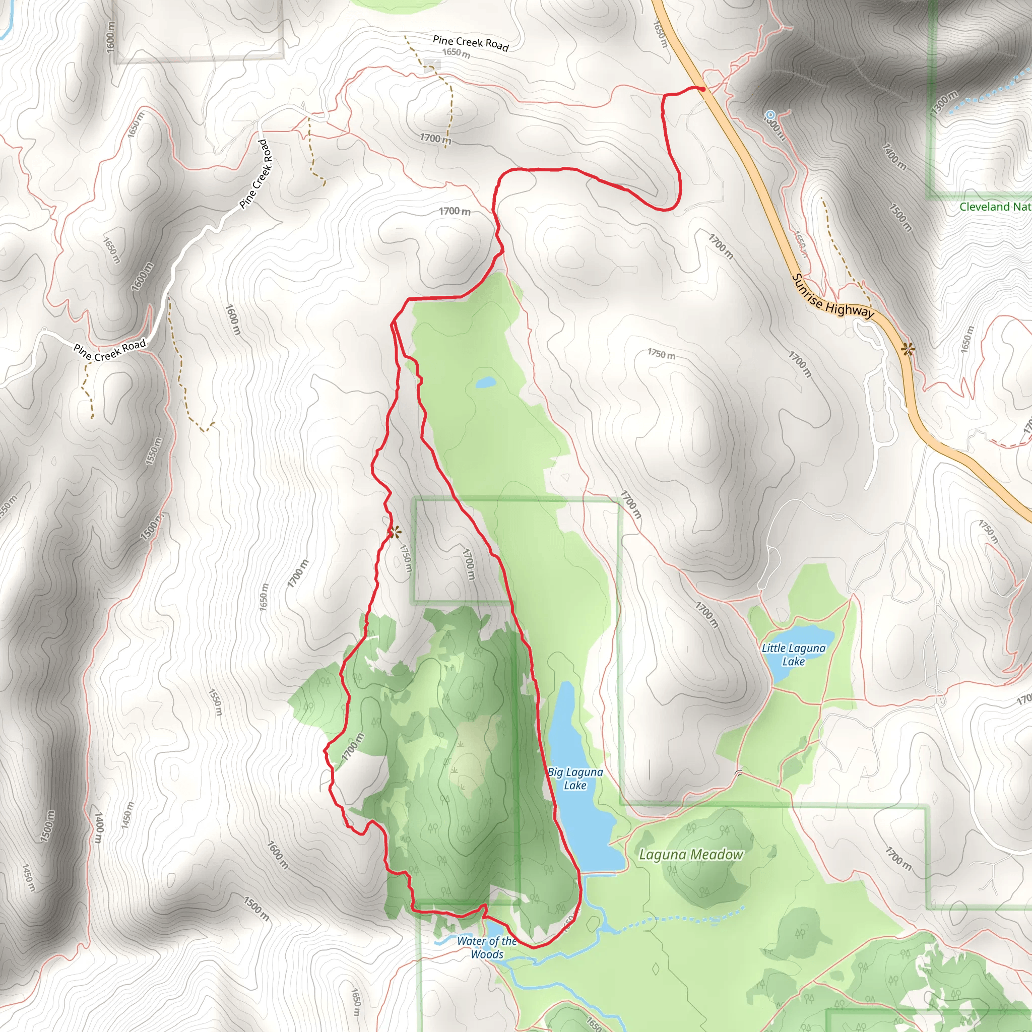 Big Laguna, Sunset and Meadow Spur Loop Trail mobile static map