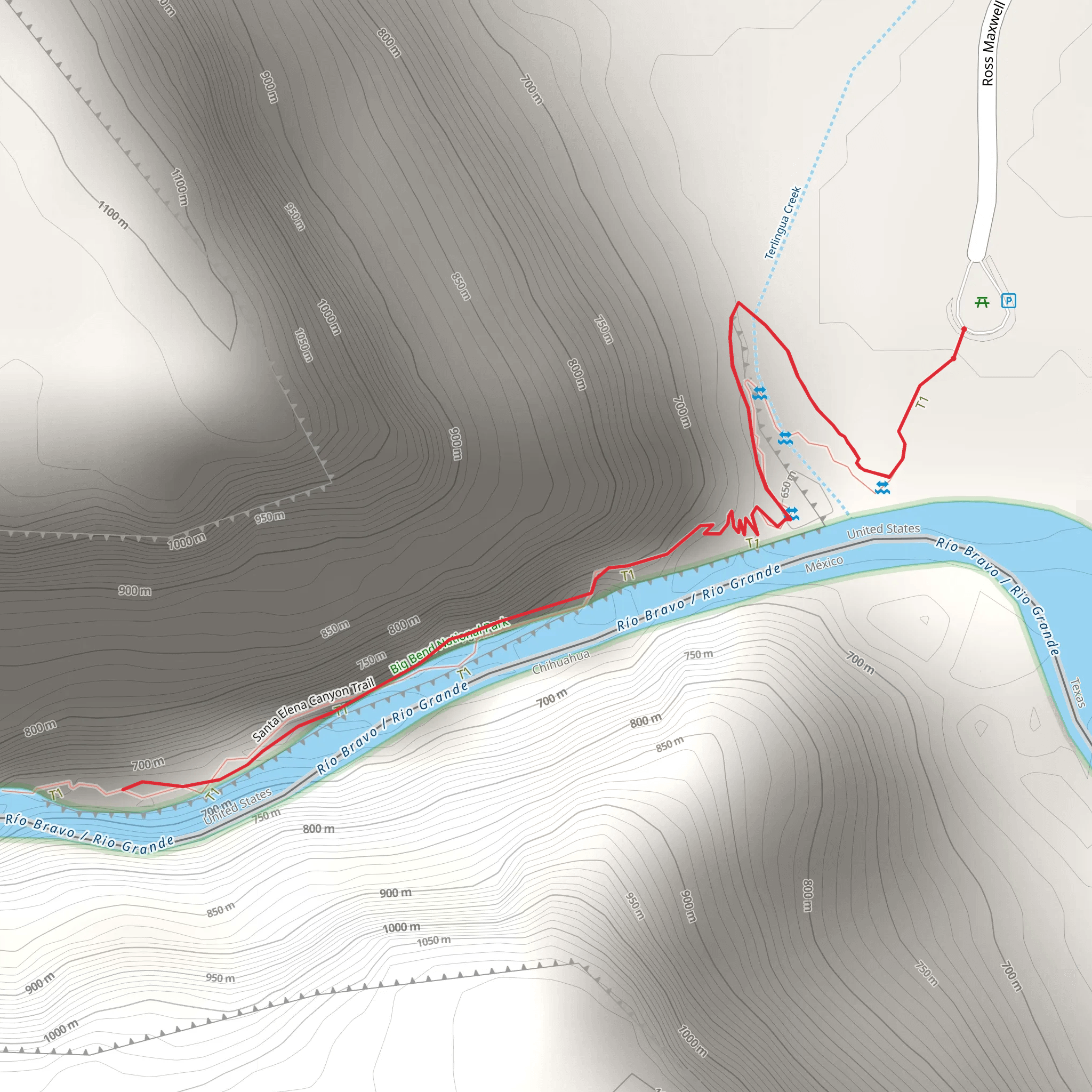 Santa Elena Canyon Trail mobile static map
