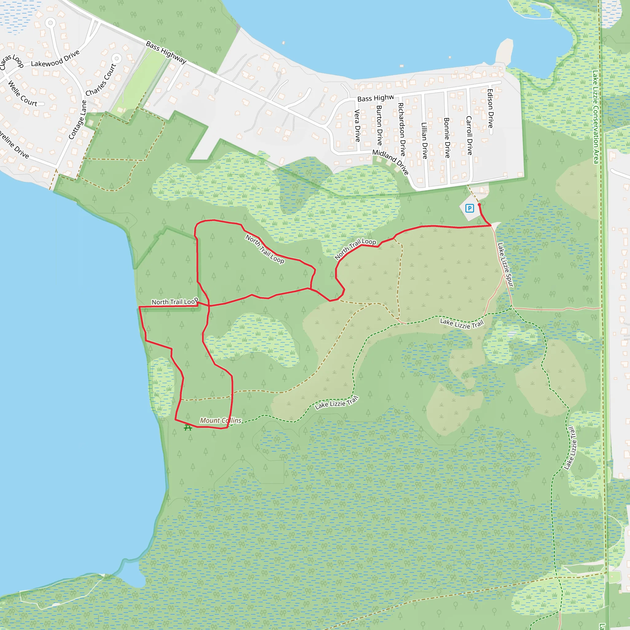 Mount Collins and North Loop Trail mobile static map