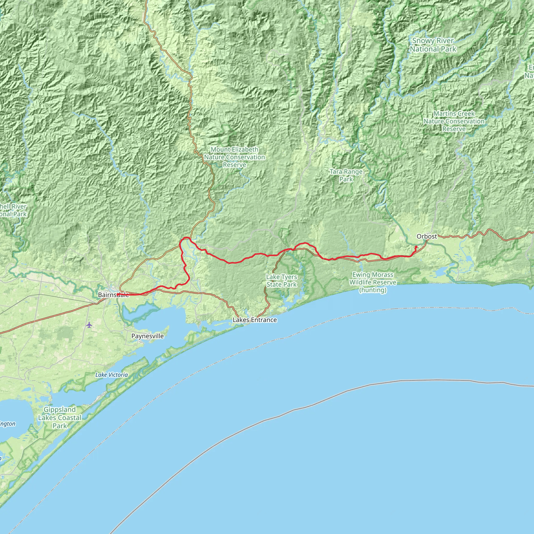 East Gippsland Rail Trail mobile static map
