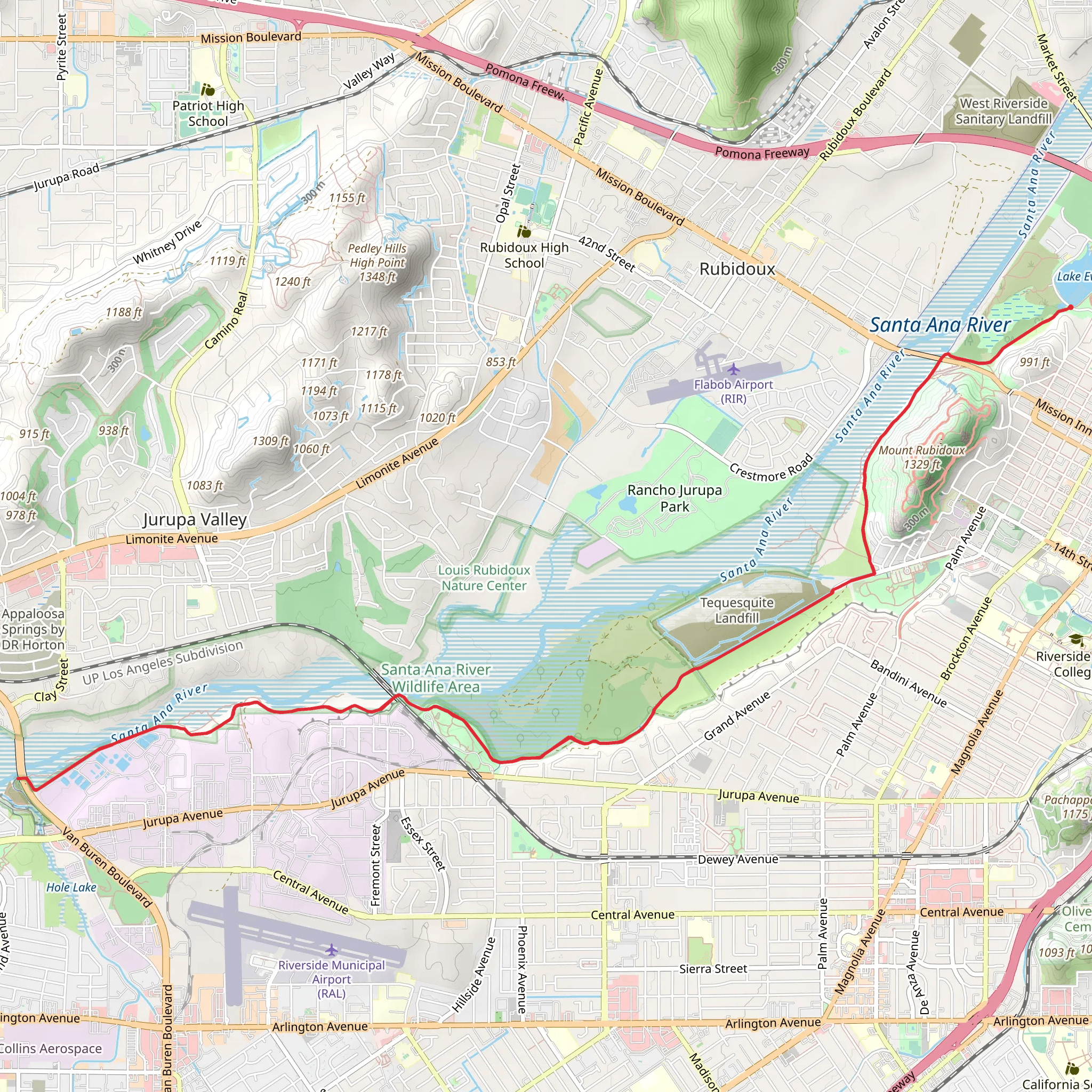 Santa Ana River Trail mobile static map