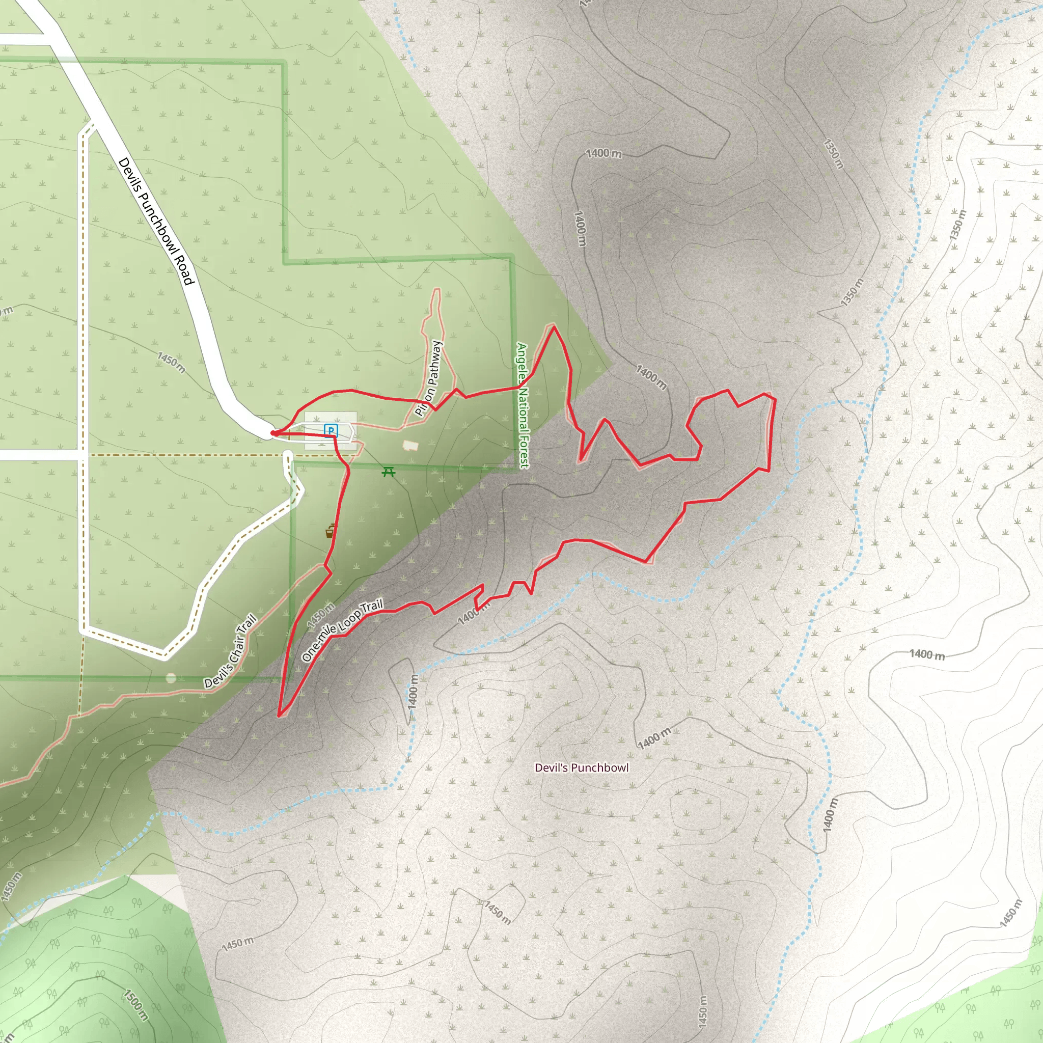 Devils Punchbowl Interpretive Trail mobile static map