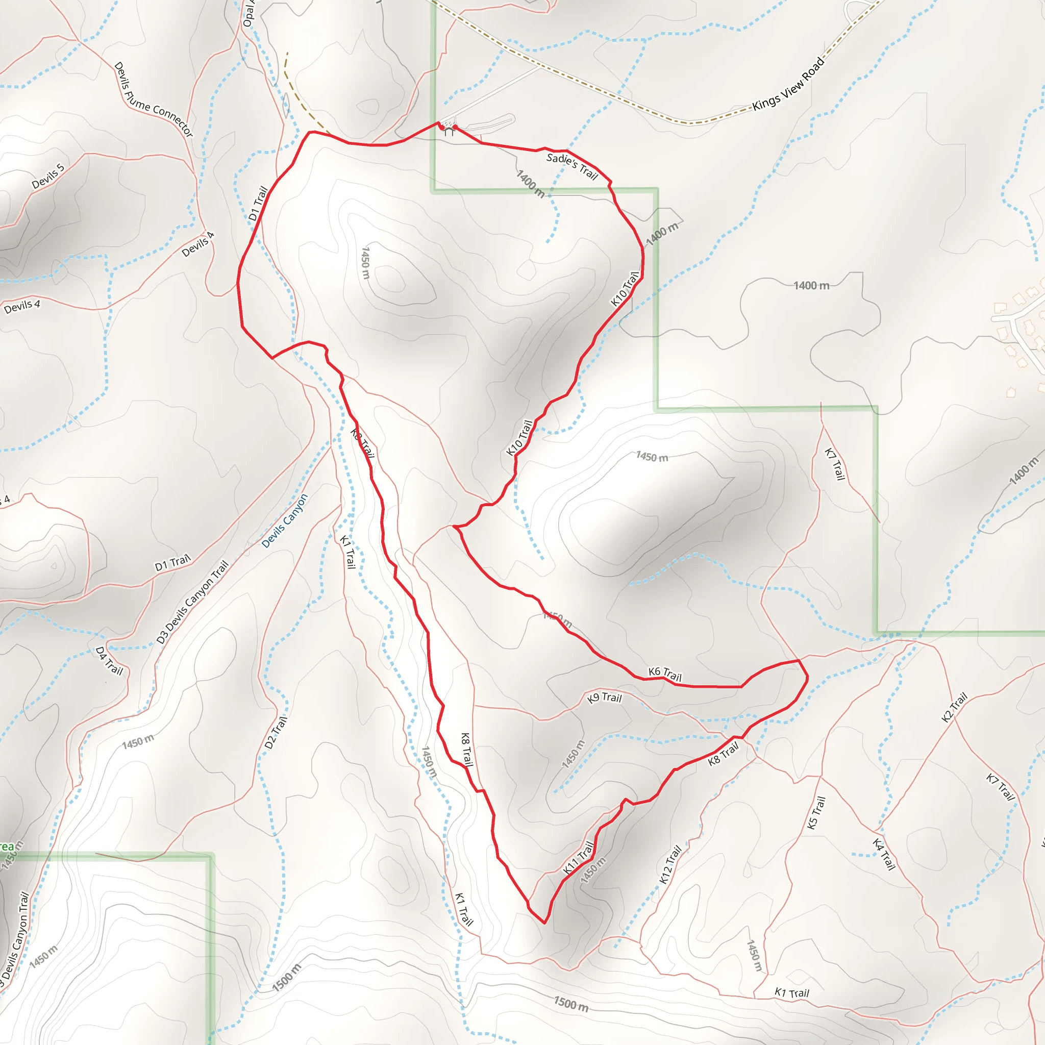 Sadie's Trail, K 11 and D 1 Loop Trail mobile static map