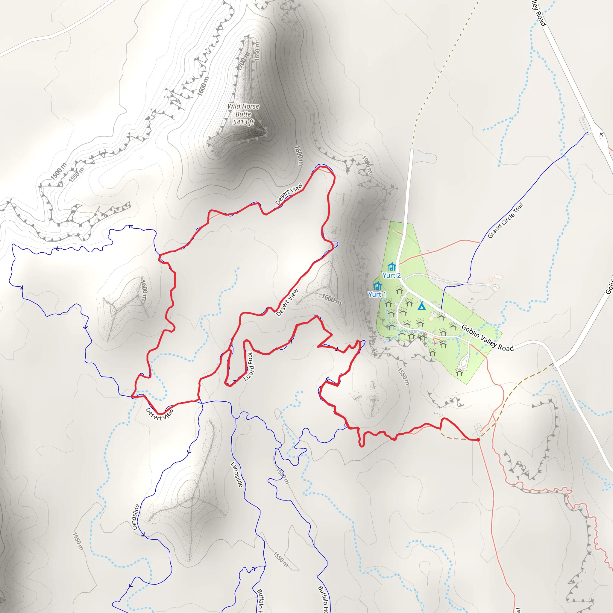 Lizard Foot and Desert View Loop mobile static map
