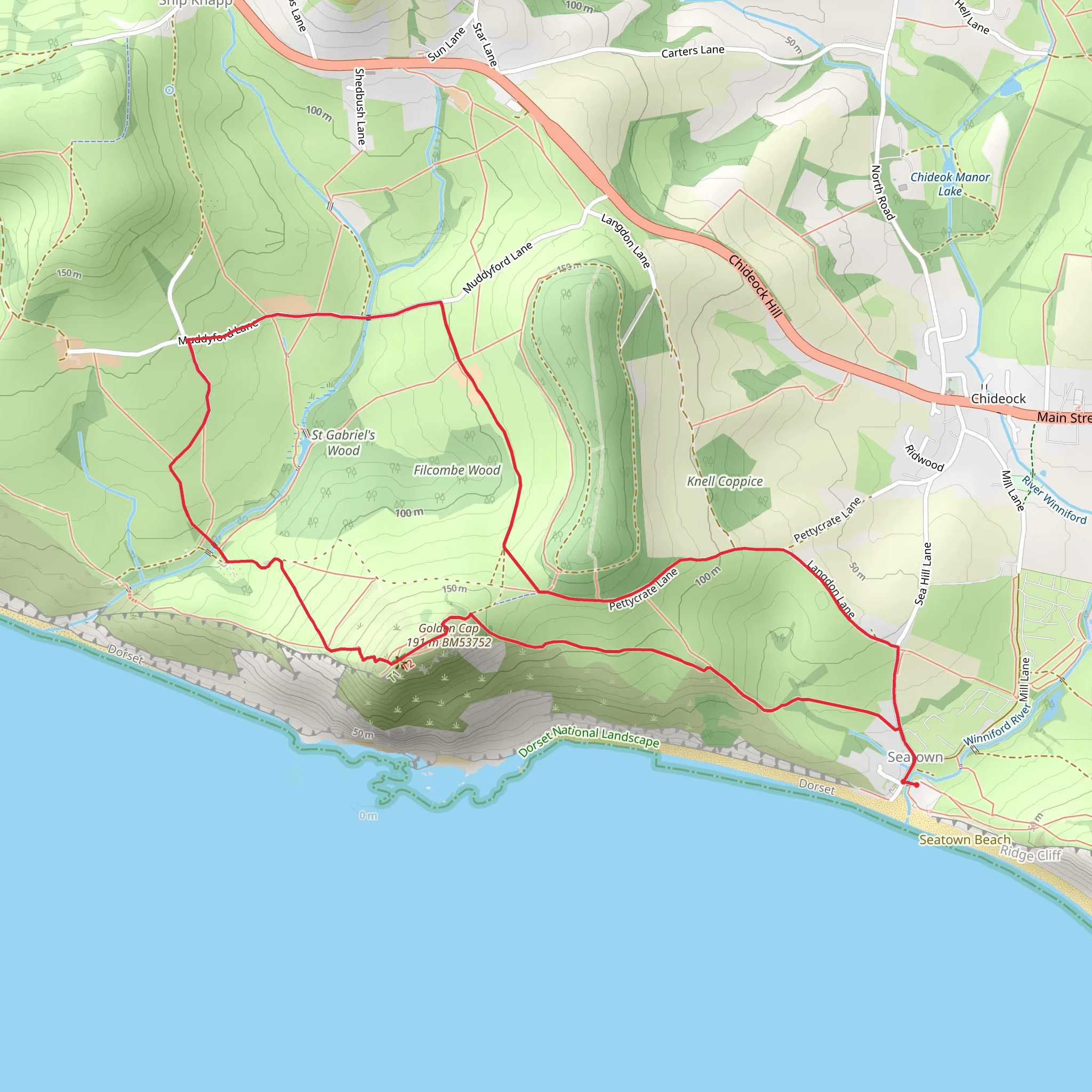 Seatown and Golden Cap Loop mobile static map
