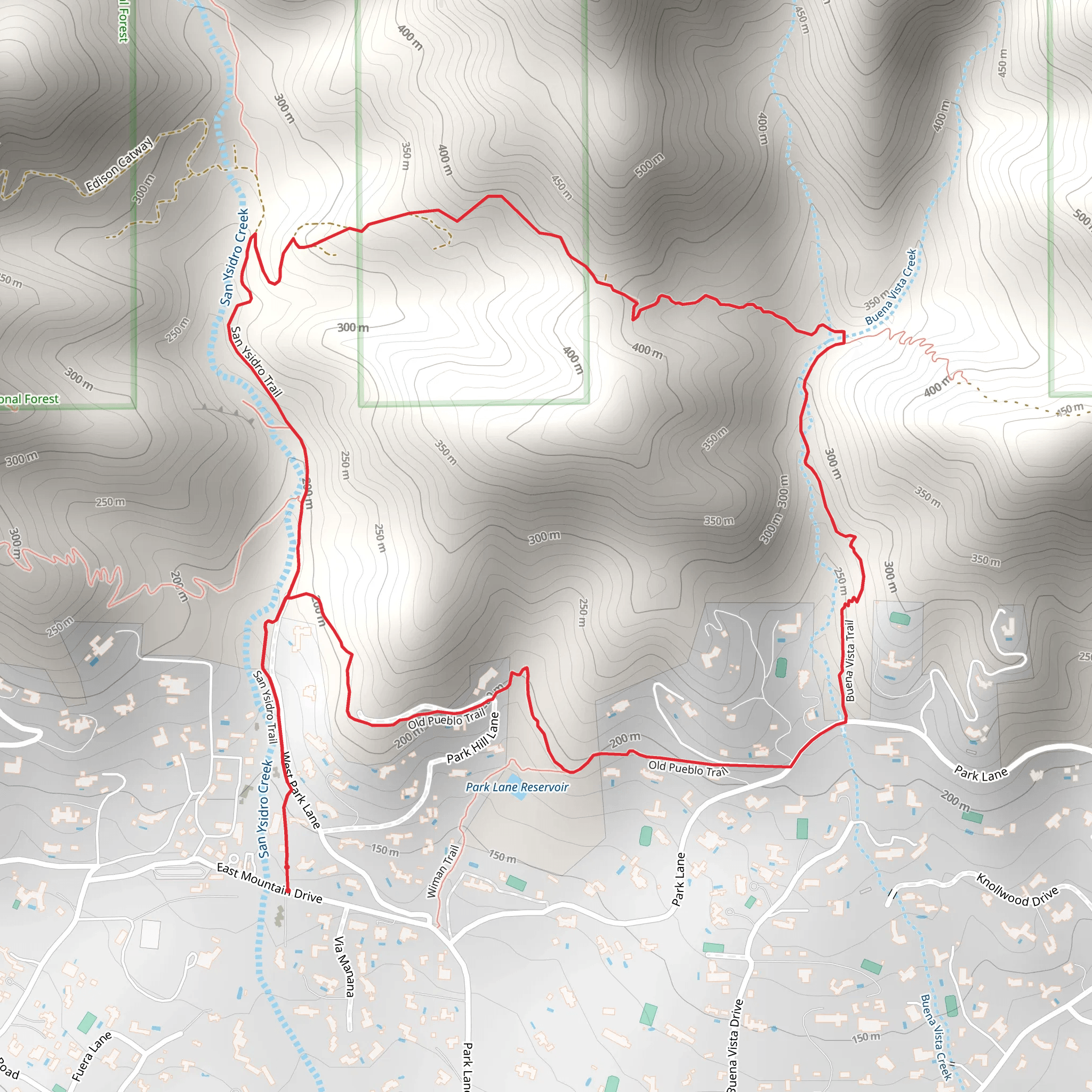 San Ysidro, Old Pueblo and Edison Access Road Loop Trail mobile static map