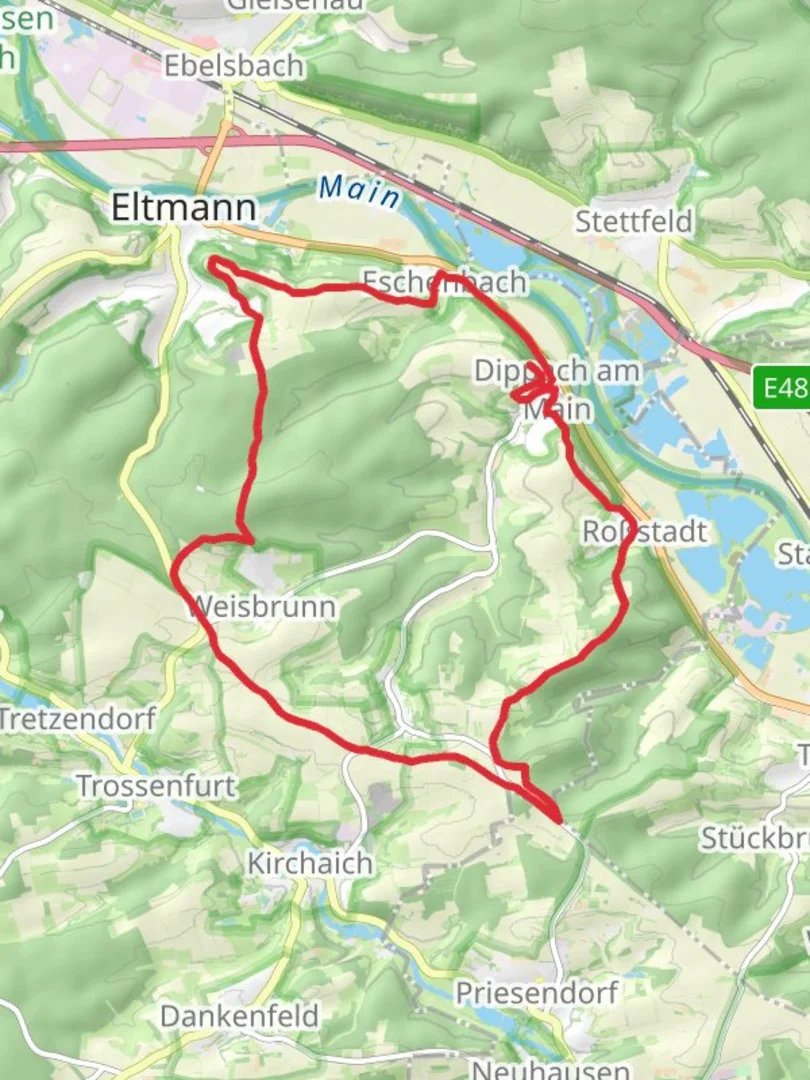 An image depicting the trail Ruine Wallburg and Zeller Forst Loop and its surrounding area.