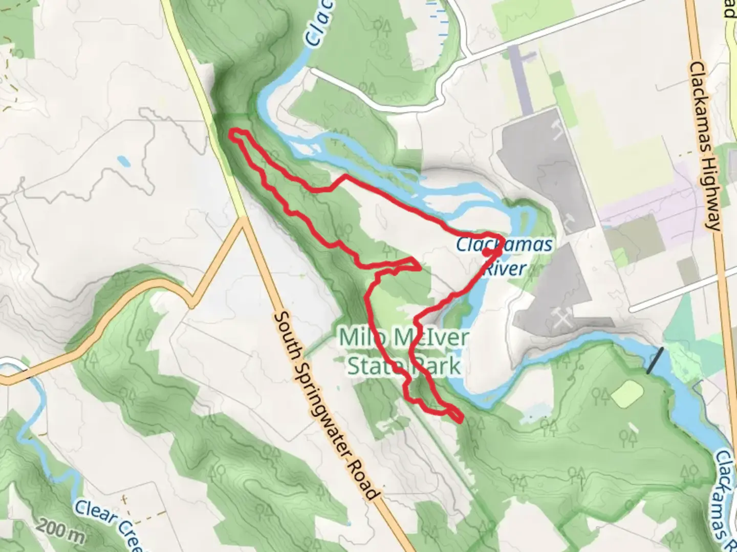 An image depicting the trail Riverbend, Maple Ridge and Vortex Loop Trail and its surrounding area.