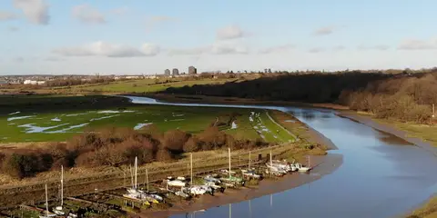 An image depicting the trail Camuplodunum Loop from Horkesley Heath and its surrounding area.