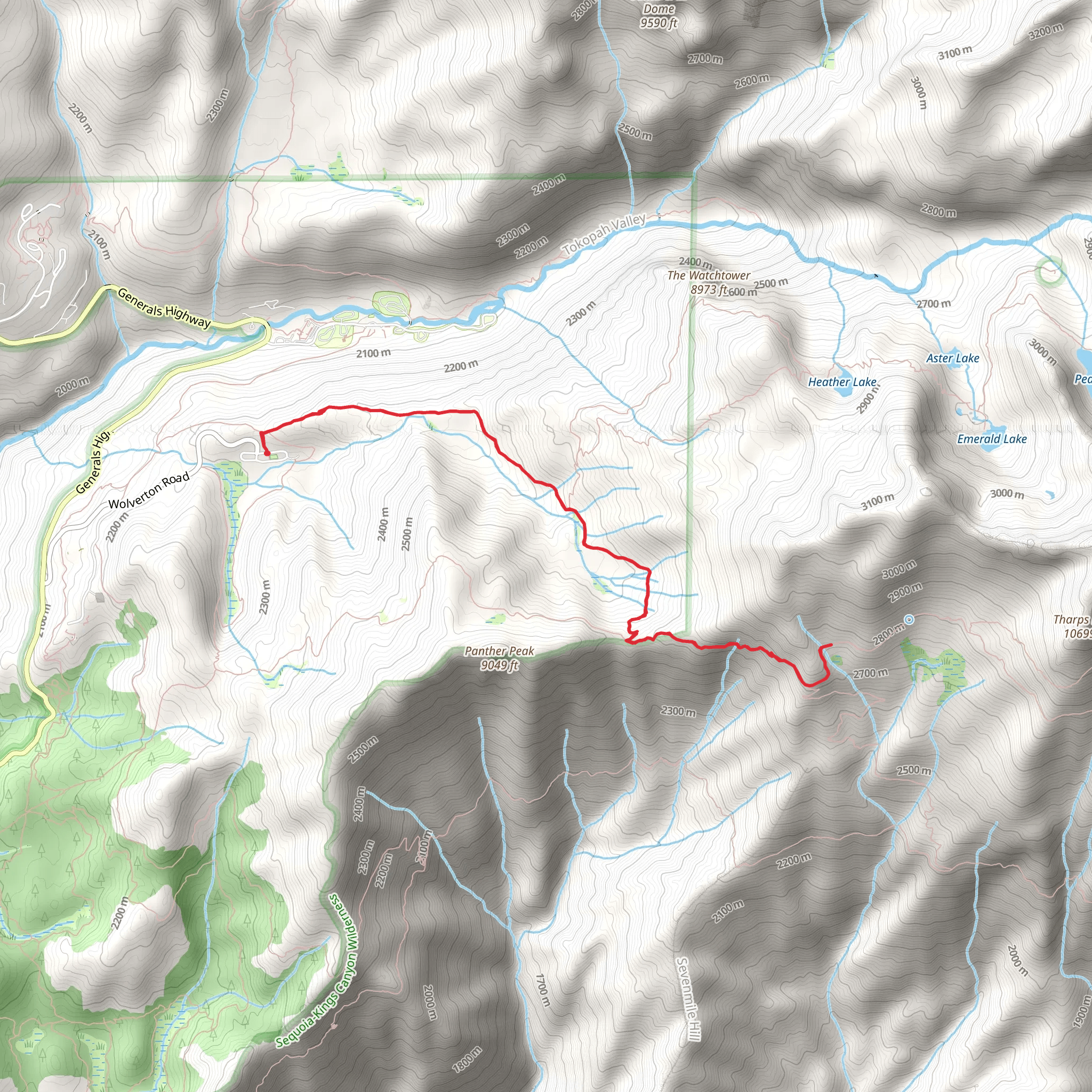 Panther Gap Mehrten Meadow via Panther Gap Lakes mobile static map