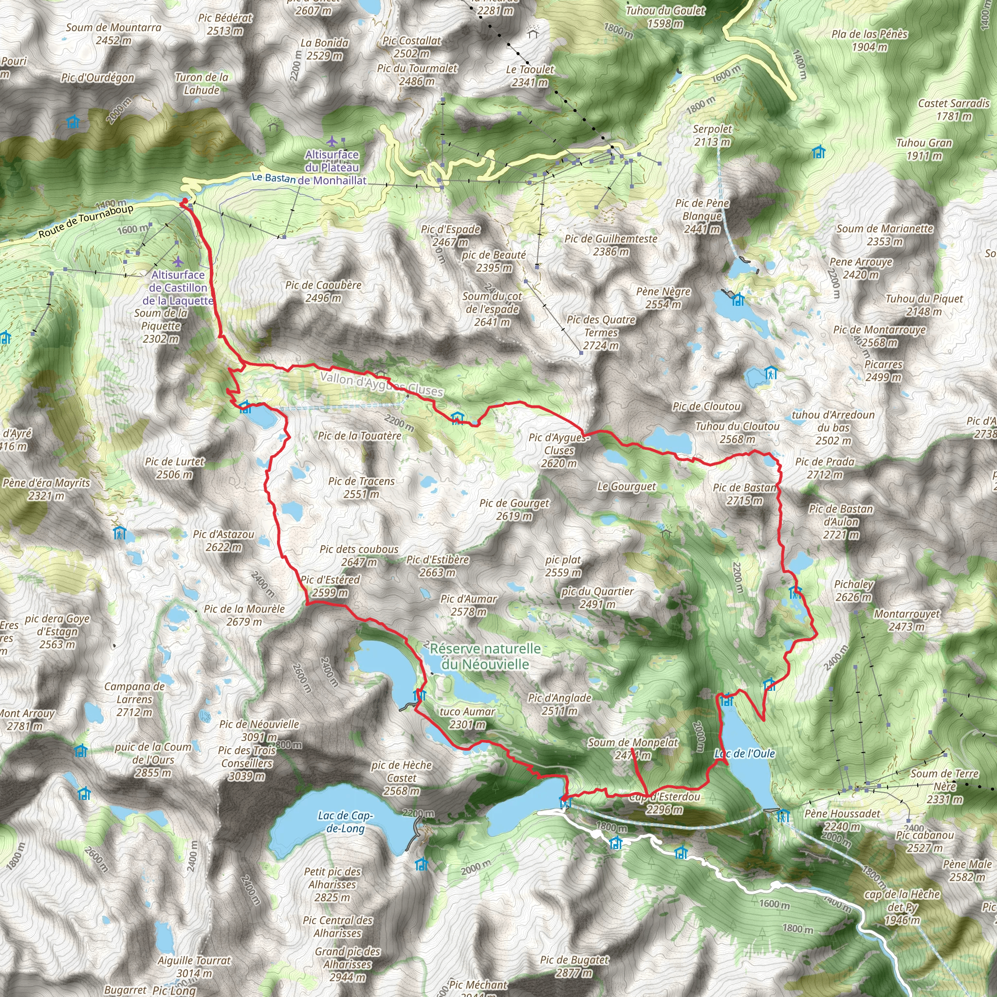 Neouvielle and Lakes Loop mobile static map