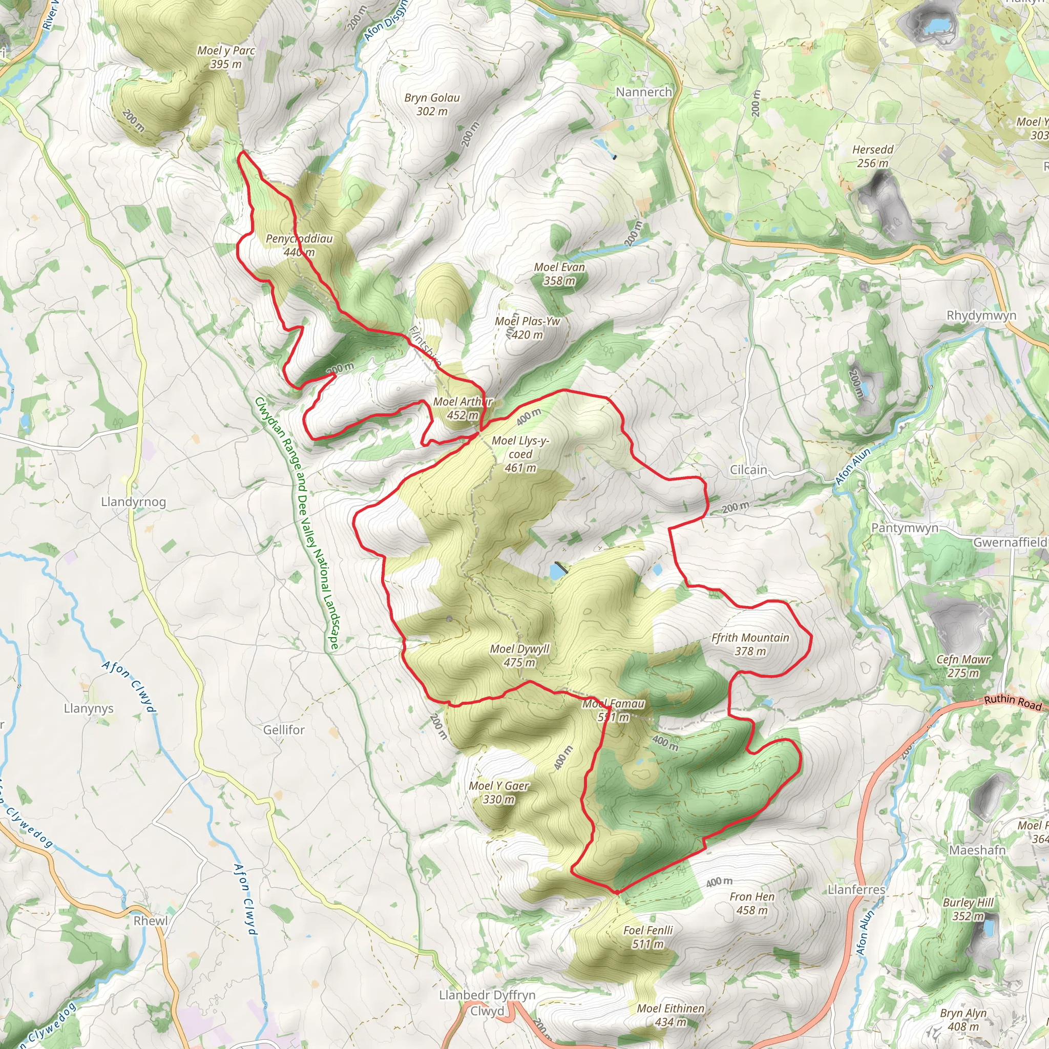 Offa's Dyke Loop from Bwlch Penbarra mobile static map