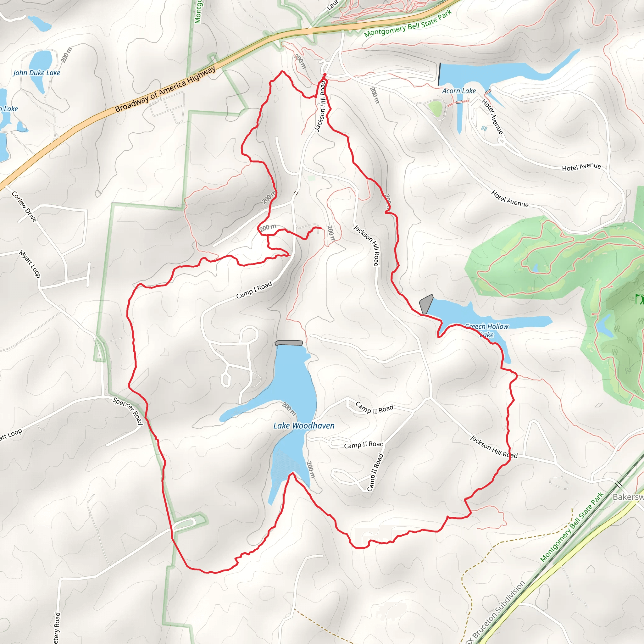 Montgomery Bell Loop mobile static map