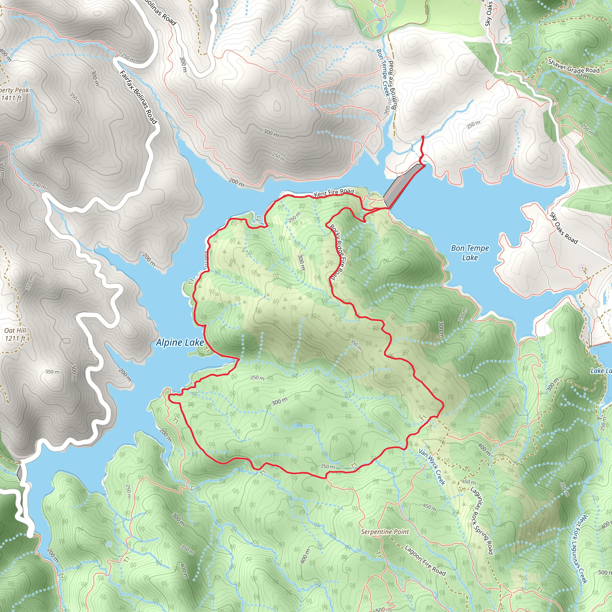 Alpine Lake and Bon Tempe Lake Loop mobile static map